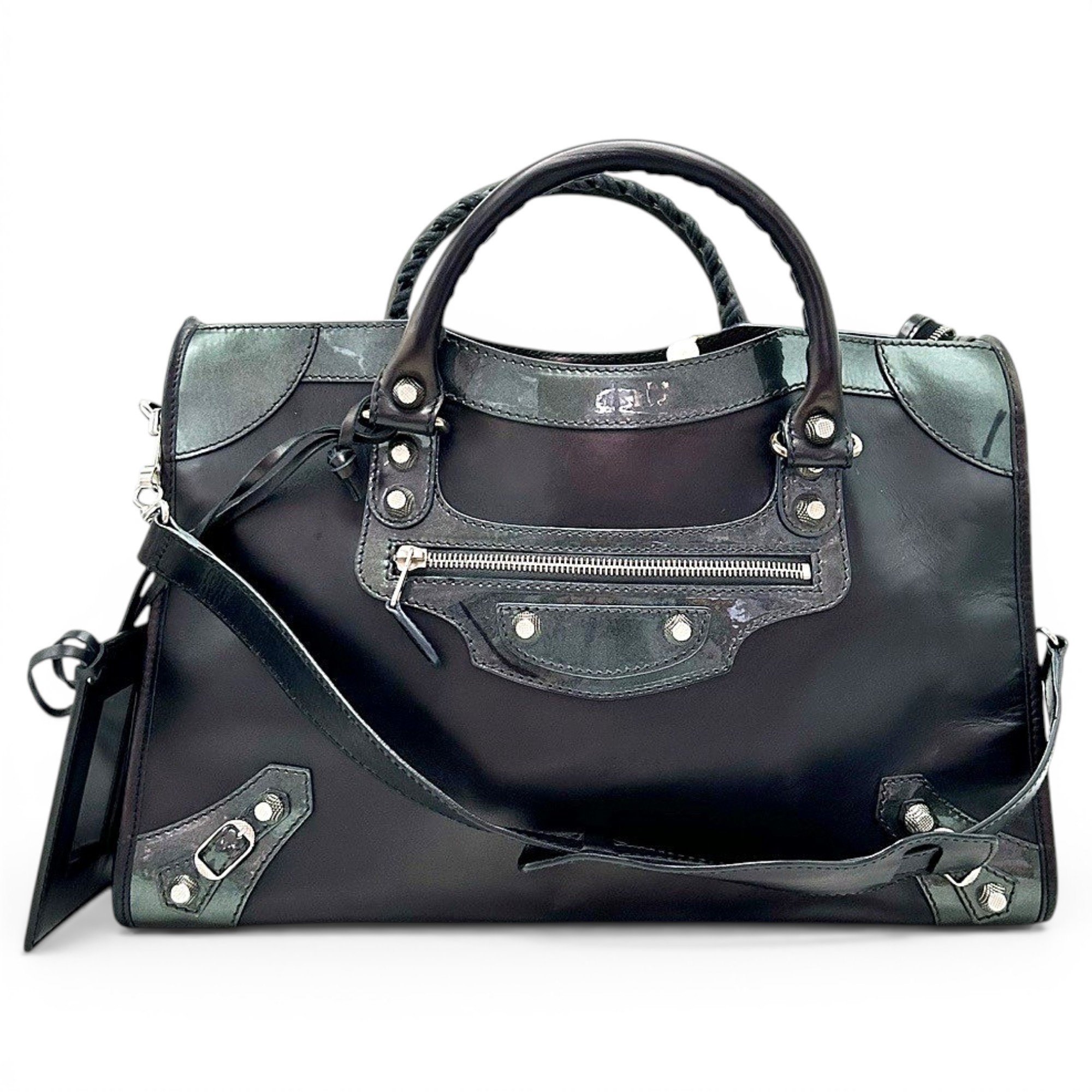 City leather handbag