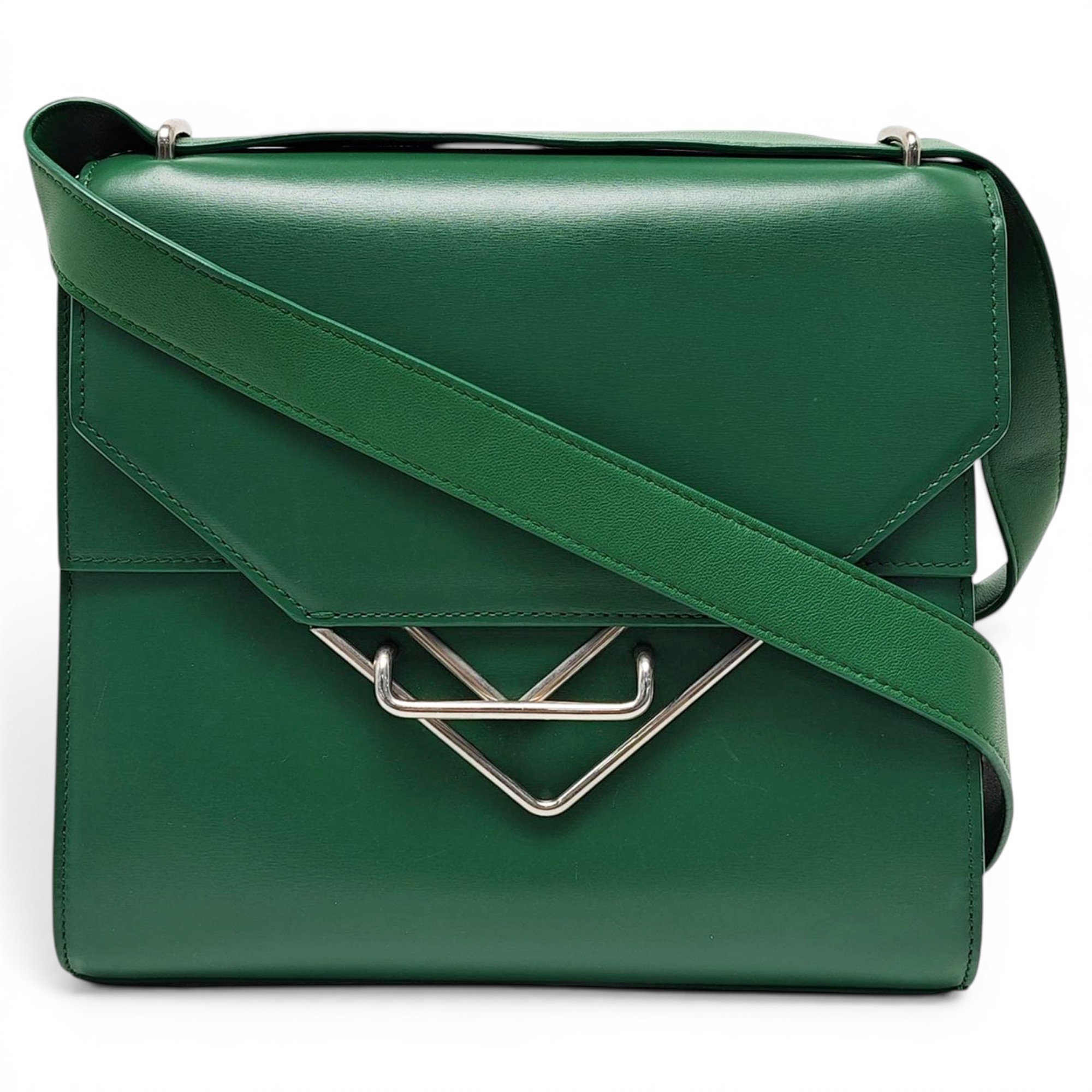 Clip leather crossbody bag
