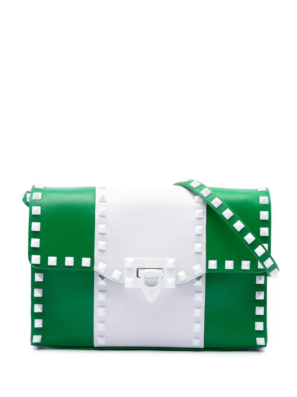 2000-2017 Medium Leather Colorblock Rockstud Flip Lock crossbody bag