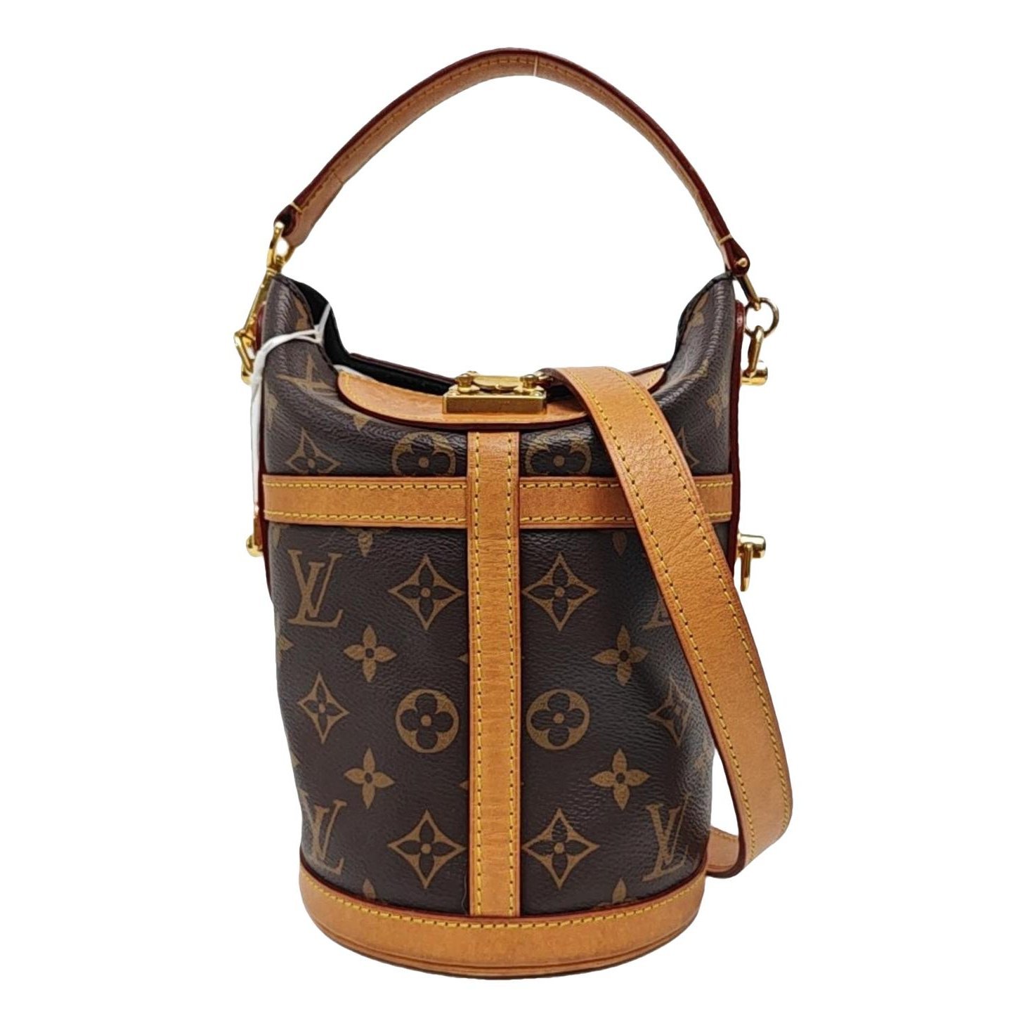 Duffle leather handbag