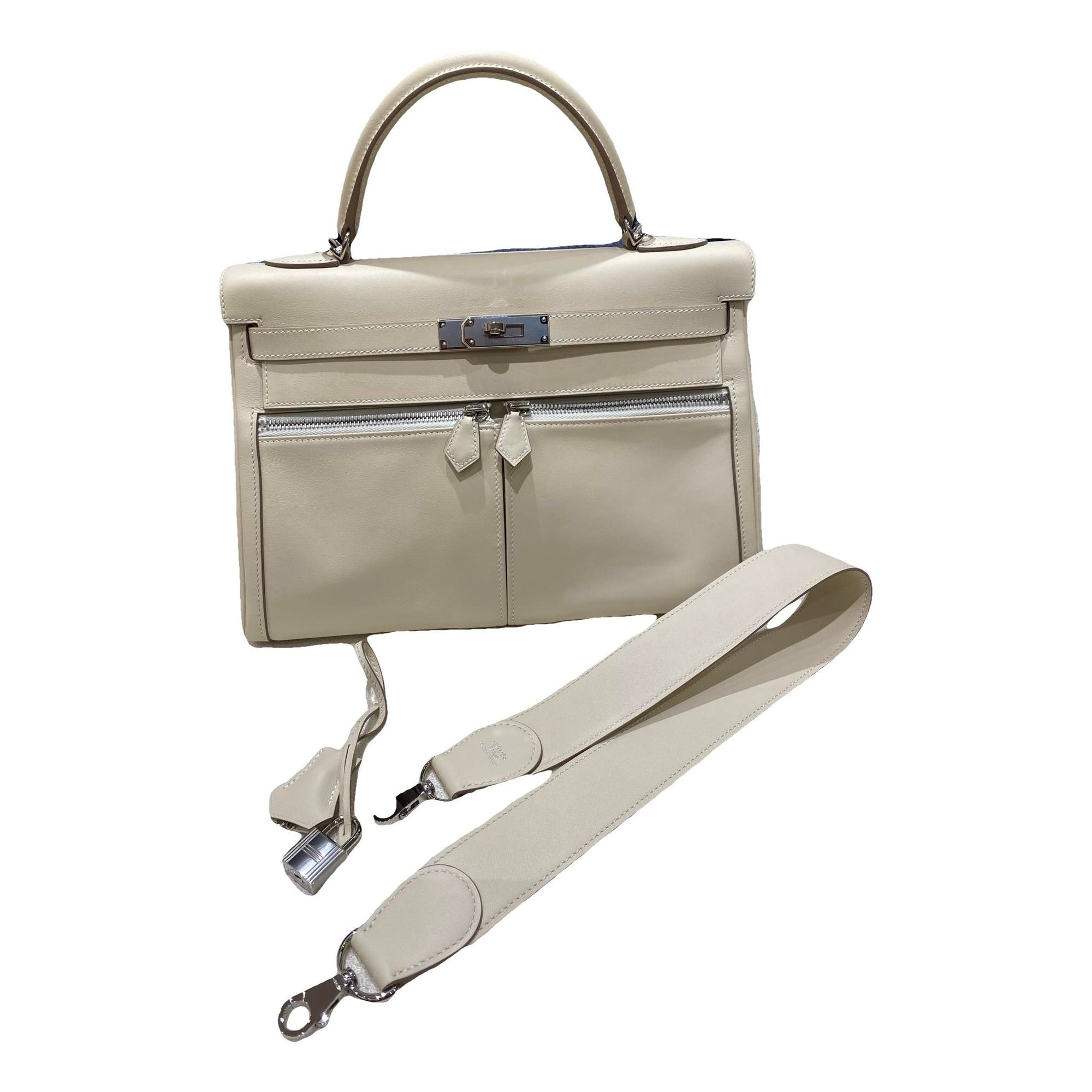 Hermes Kelly 32 Handbag White Swift Leather