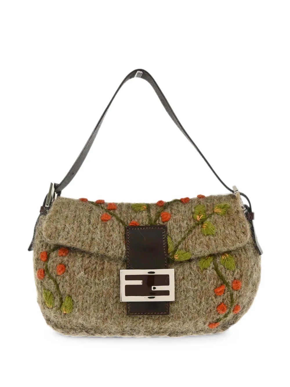 floral-embroidered Baguette shoulder bag