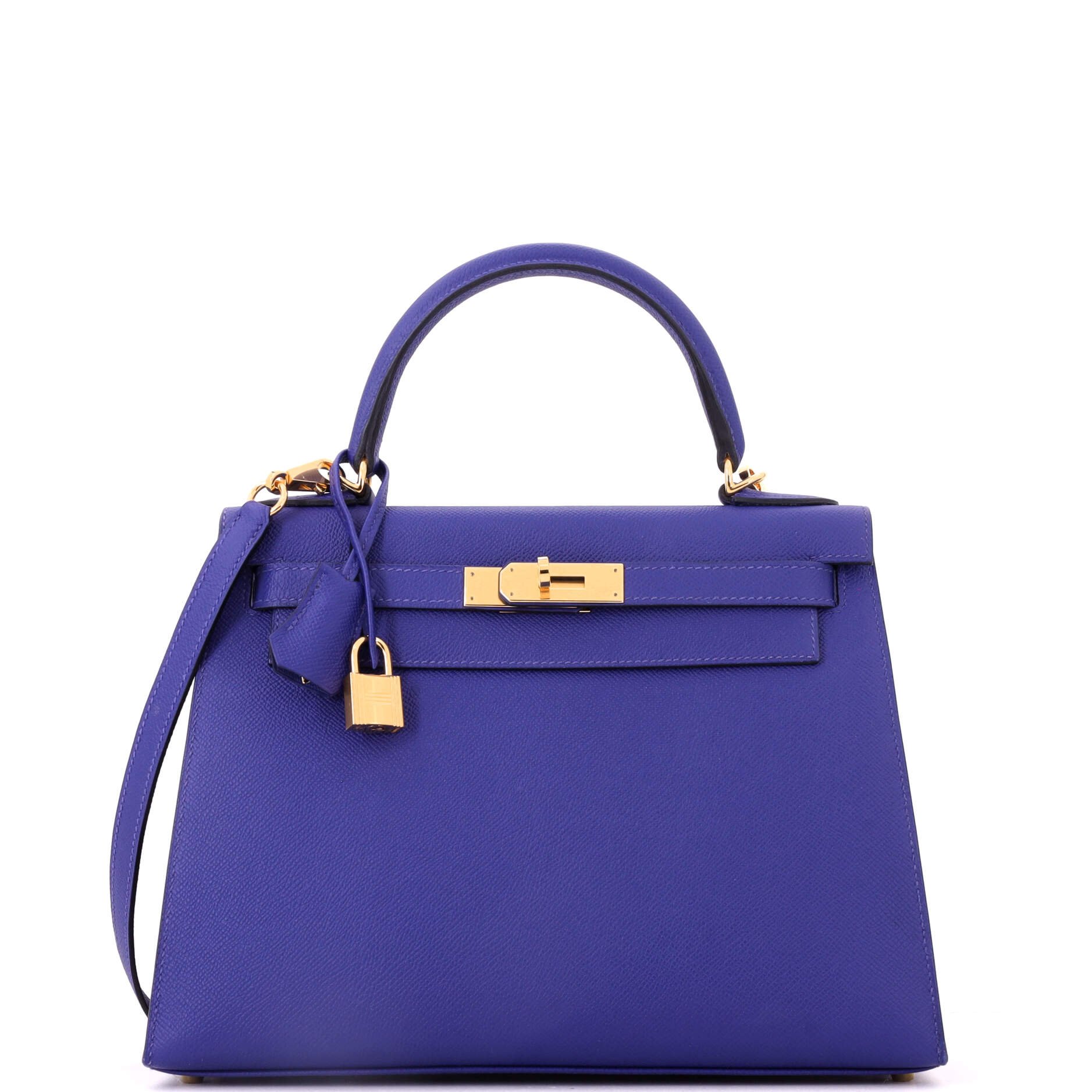 Kelly Handbag Bleu Electrique Epsom with Gold Hardware 28