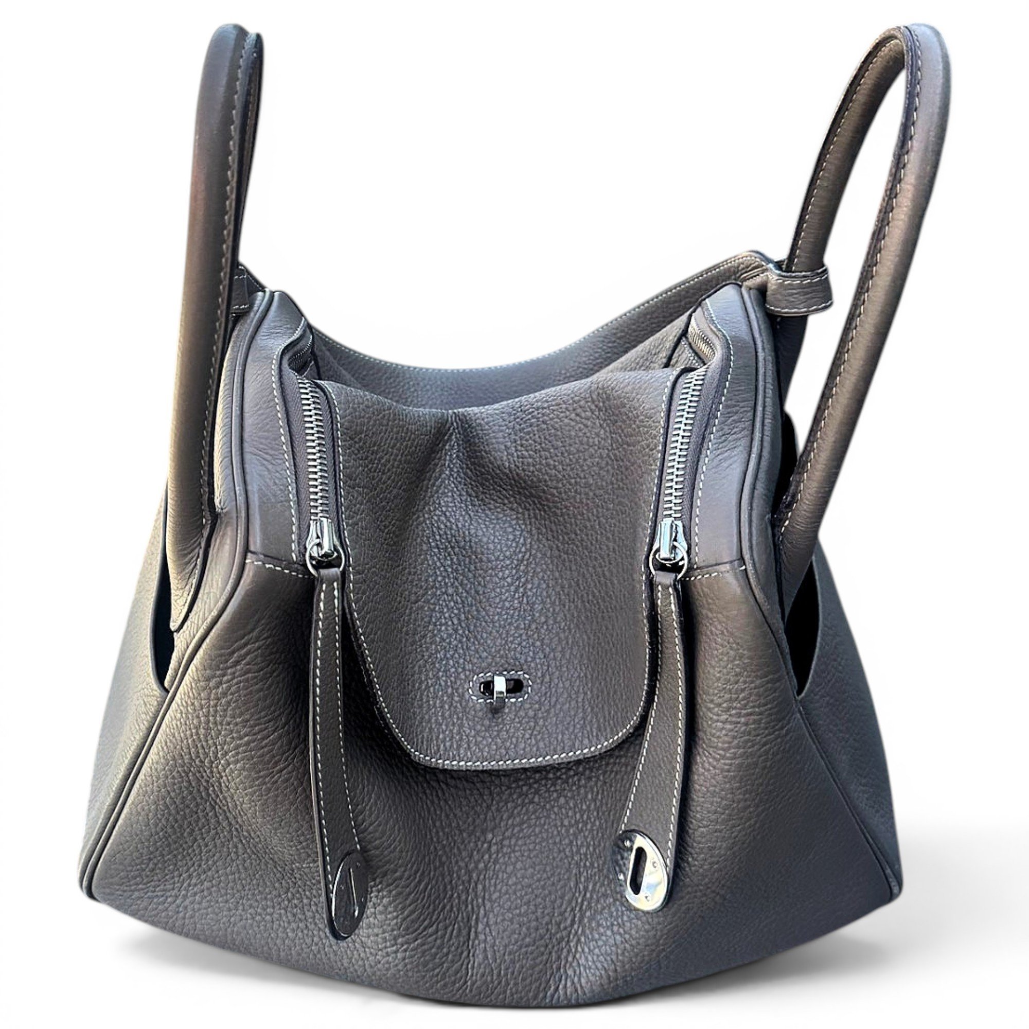 Hermes Lindy Handbag Etoupe Togo Leather