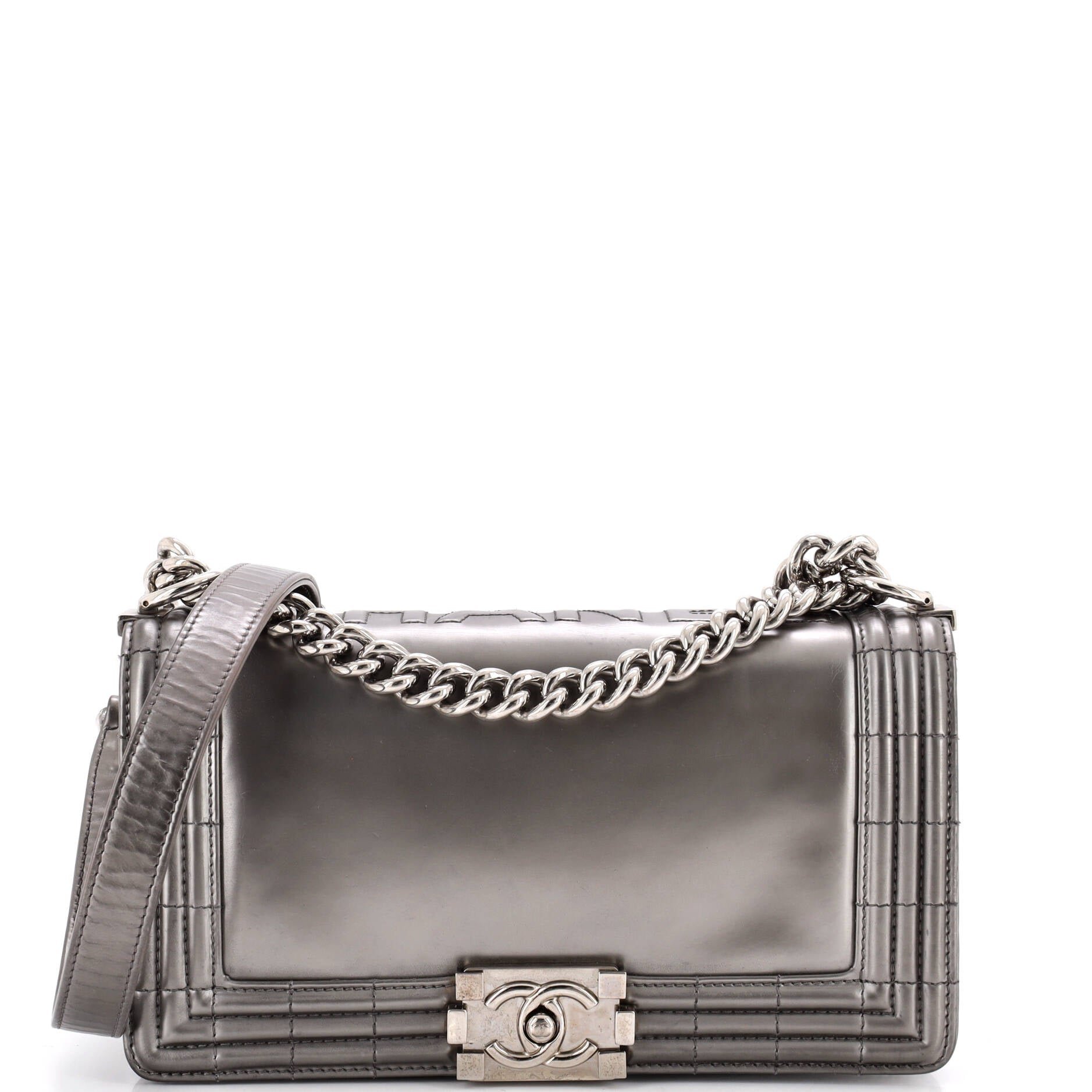 Reverso Boy Flap Bag Glazed Iridescent Calfskin Old Medium