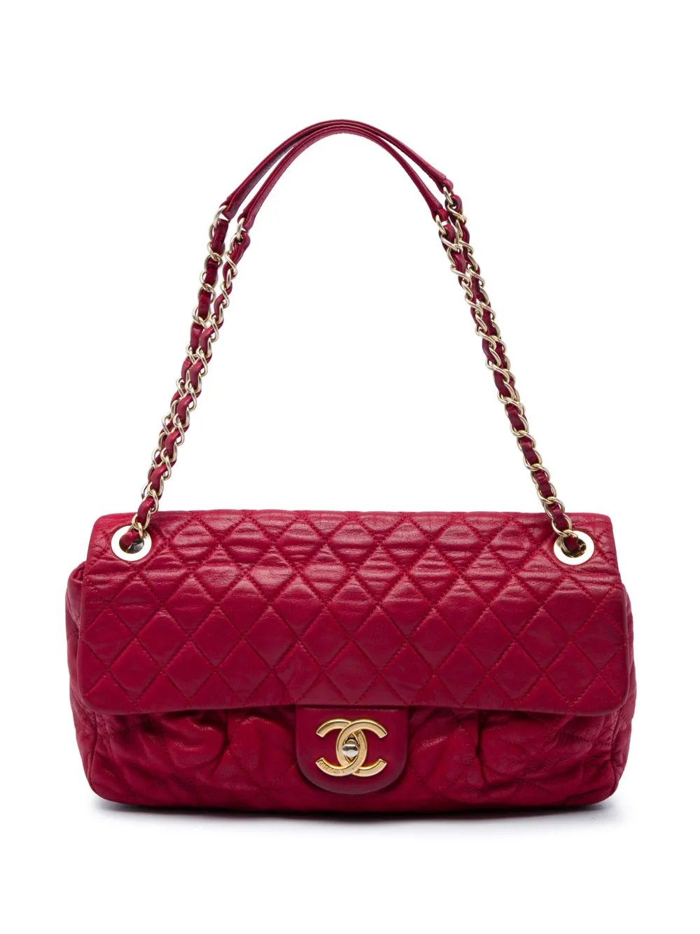 2011 Large Quilted Iridescent Calfskin Coco Pleats Flap shoulder bag