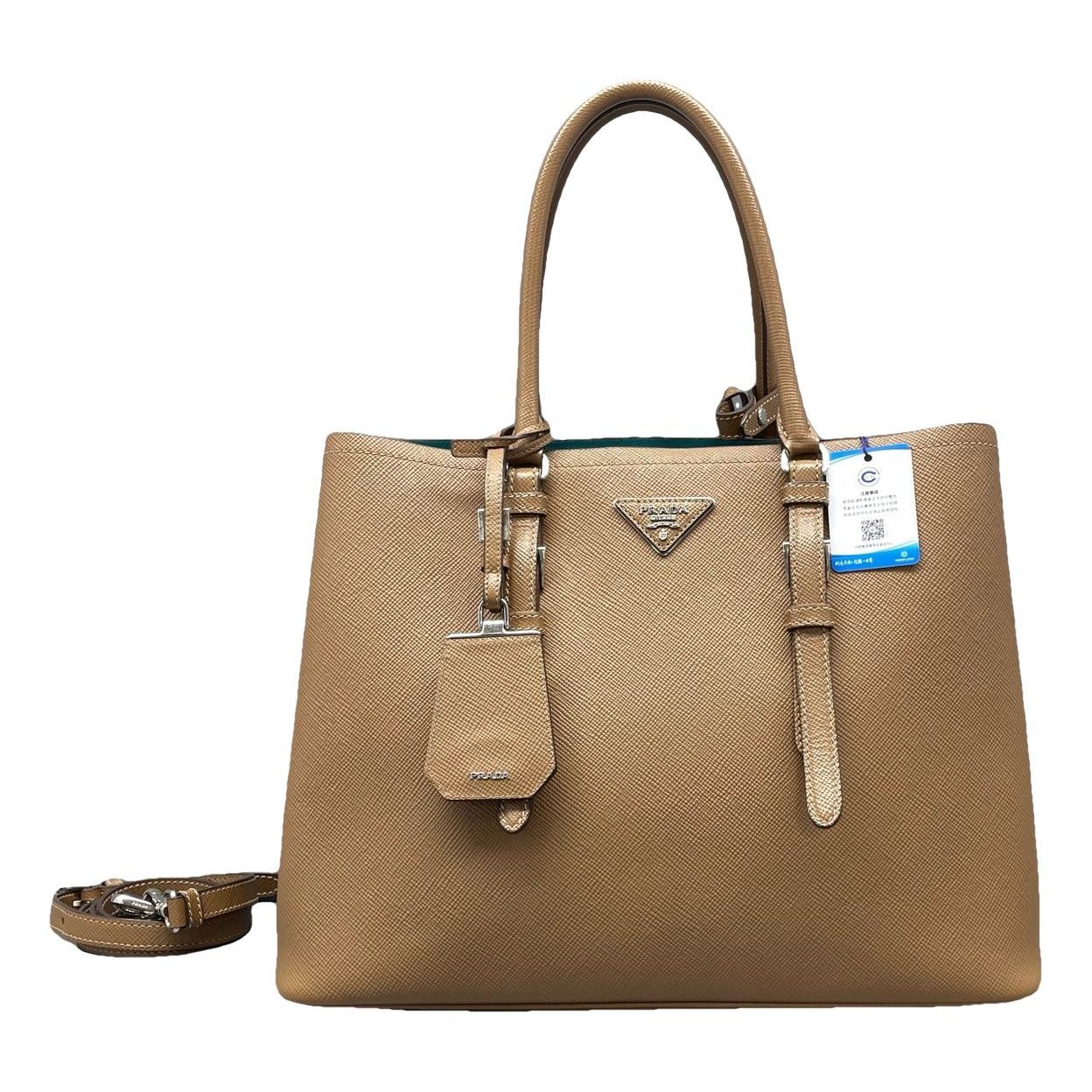 Double leather handbag