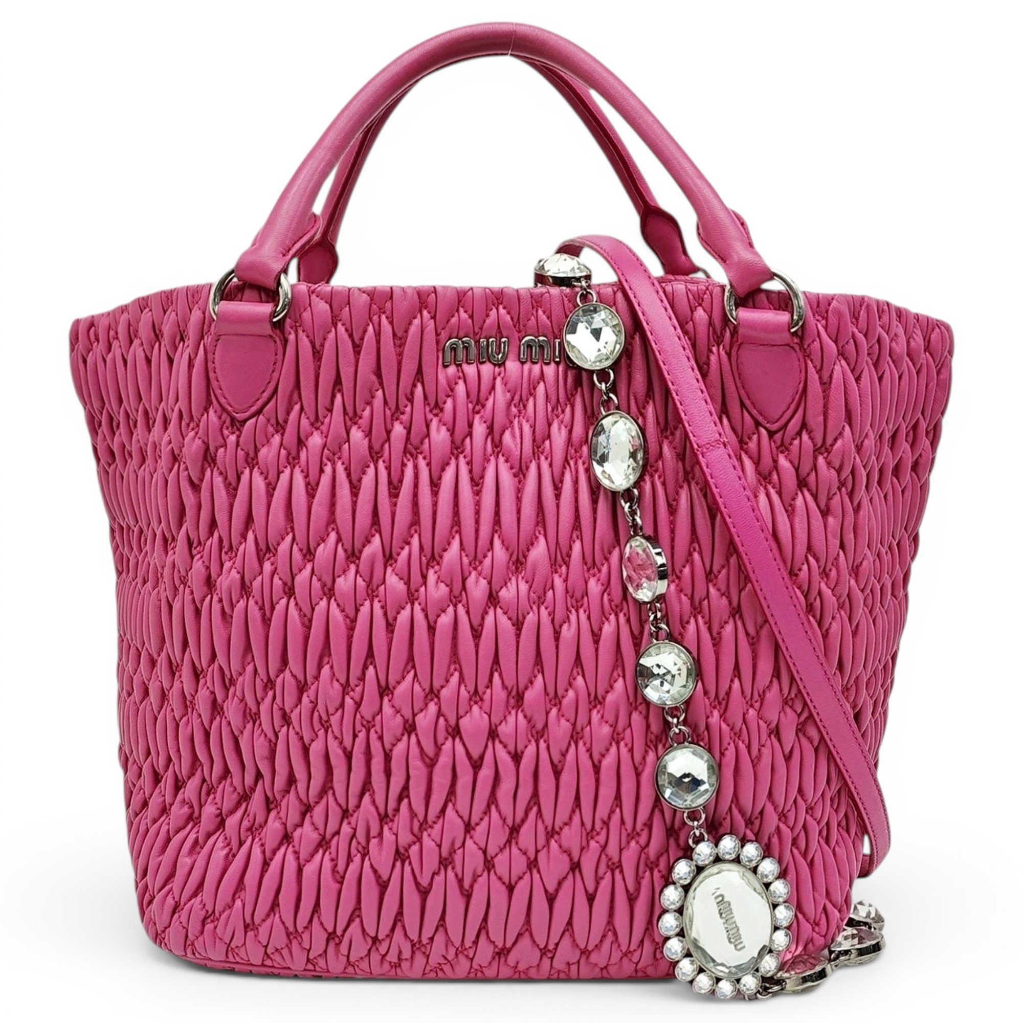 Miu Crystal leather handbag