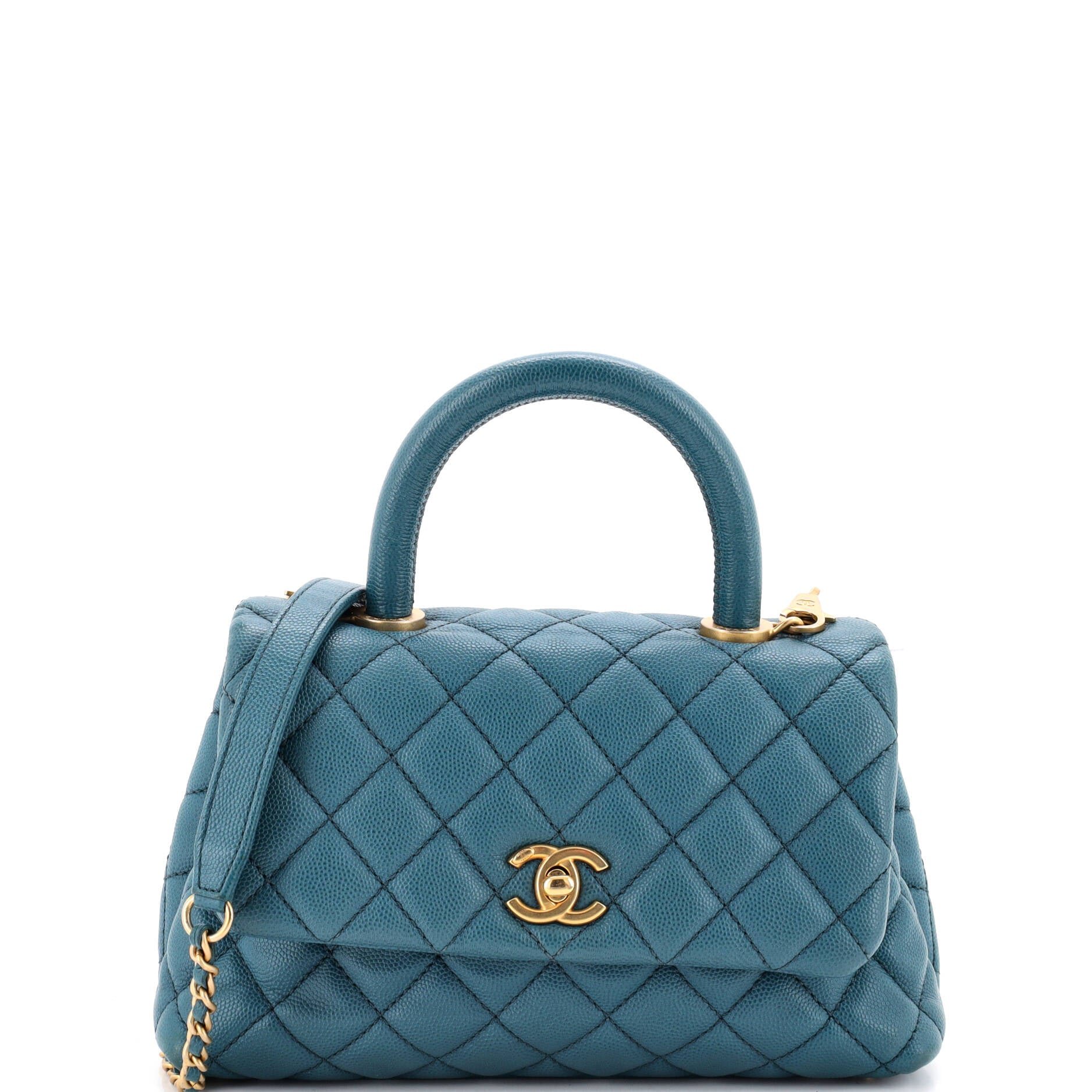 Coco Top Handle Bag Quilted Caviar Mini