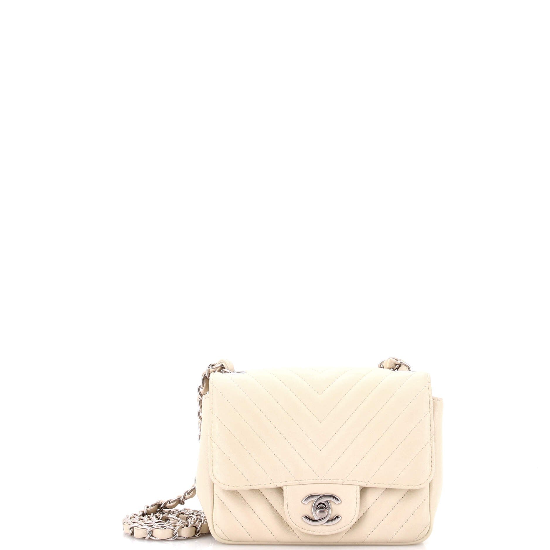 Square Classic Single Flap Bag Chevron Lambskin Mini