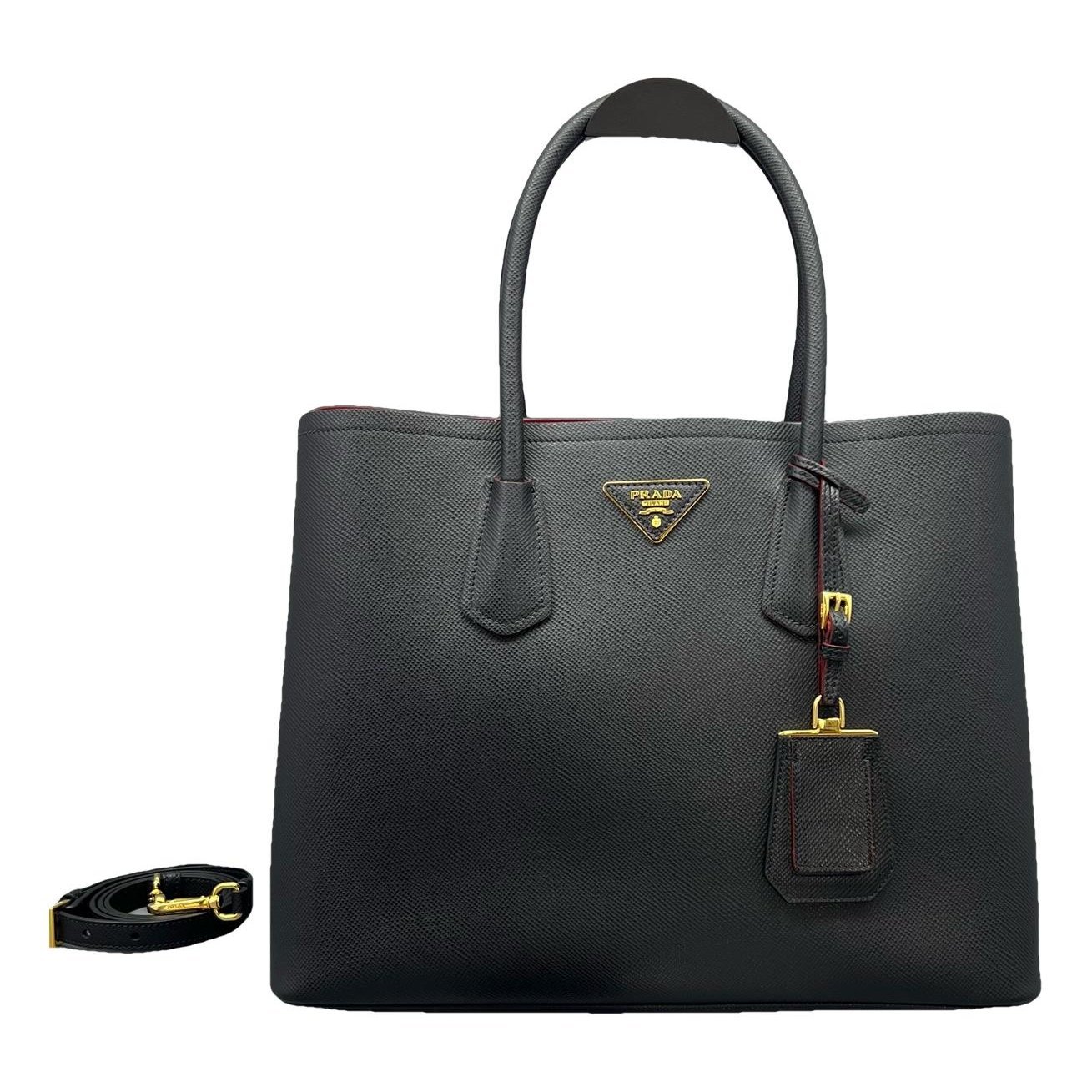 Double leather handbag