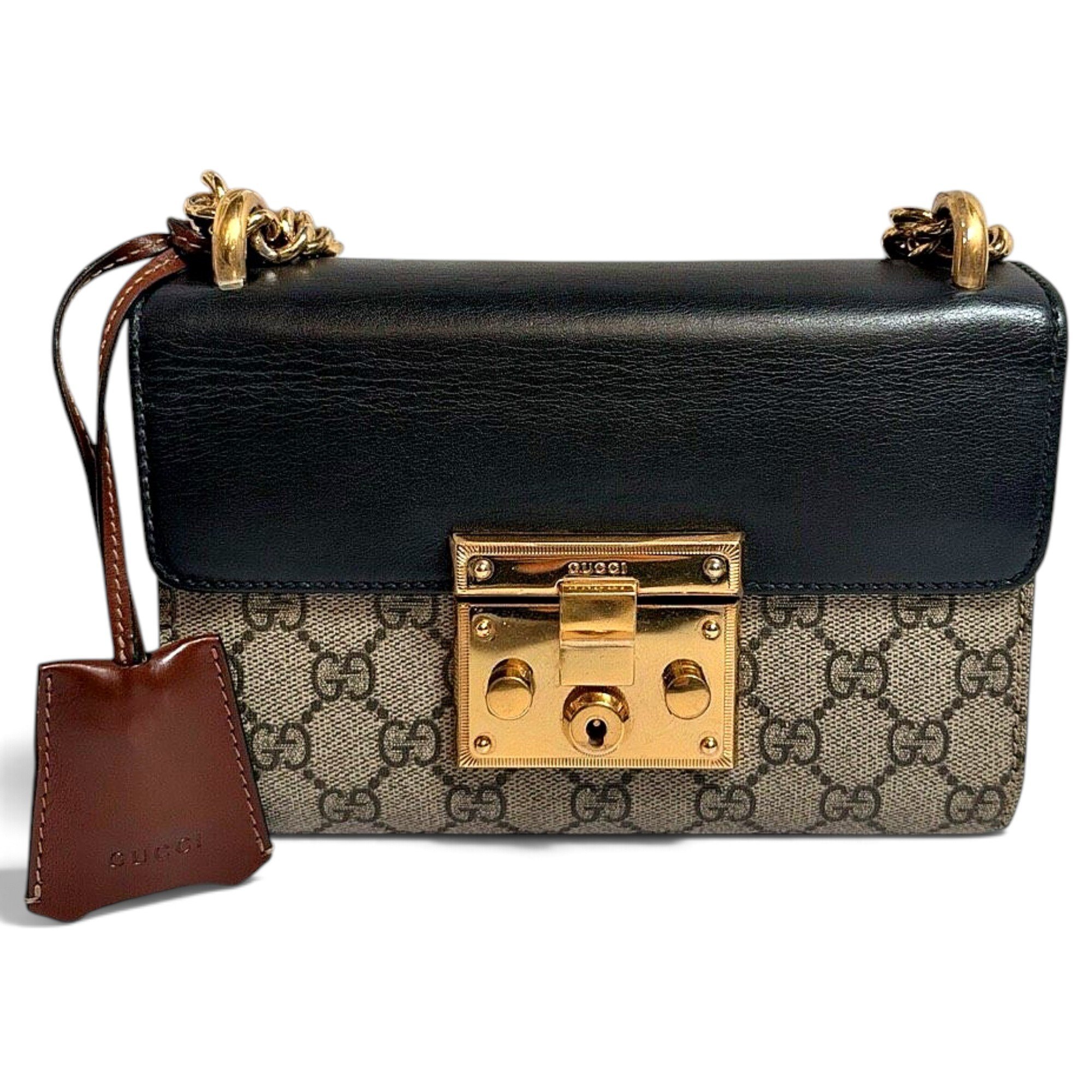 Padlock leather handbag
