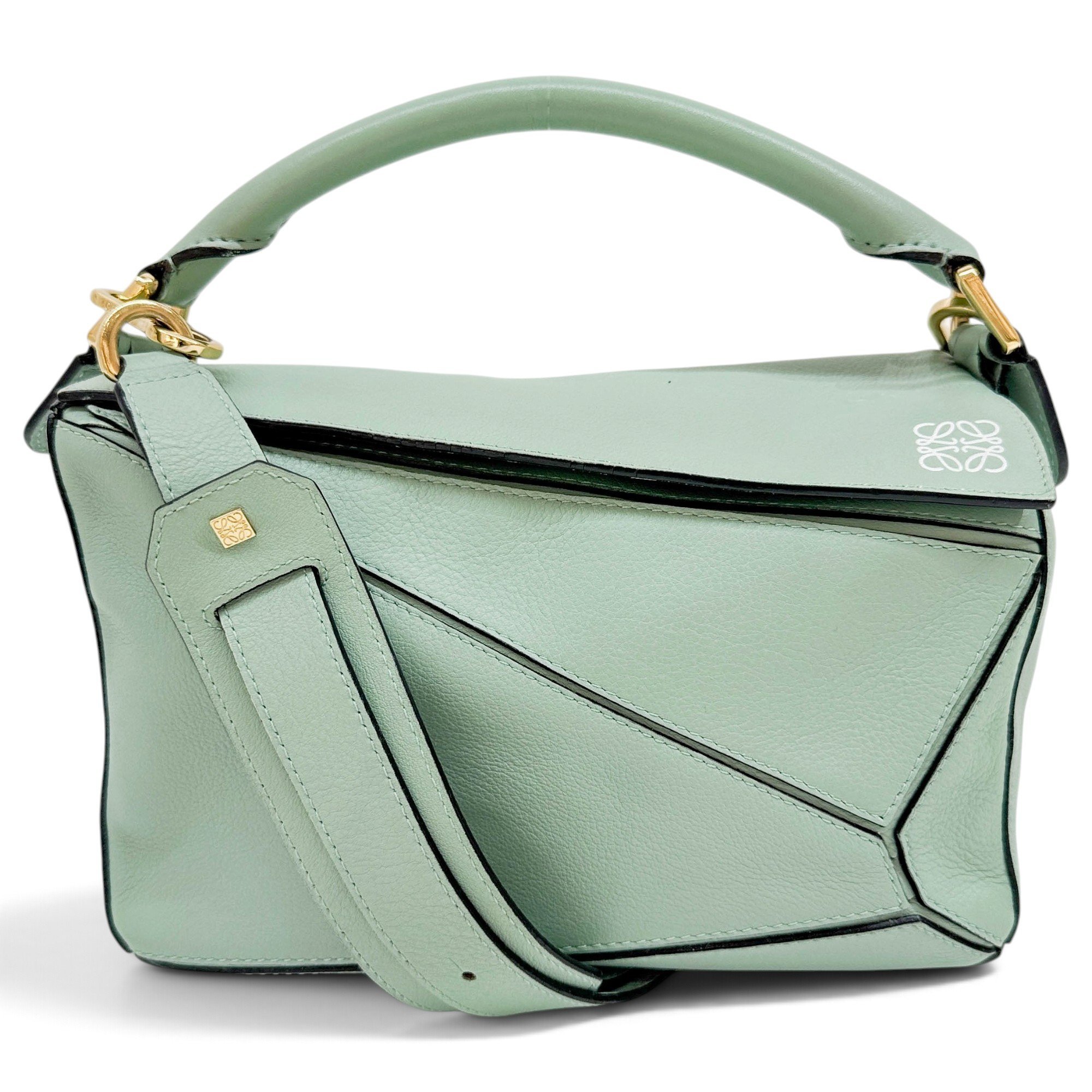 Puzzle leather handbag