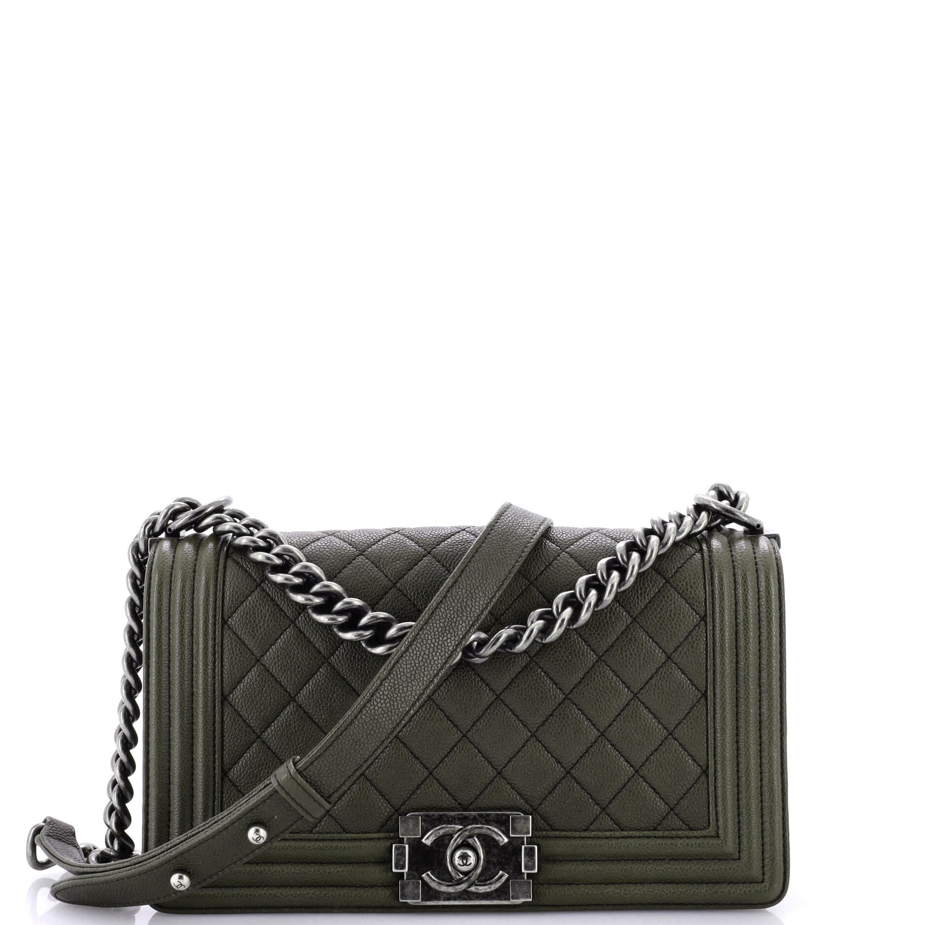 Boy Flap Bag Quilted Caviar Old Medium