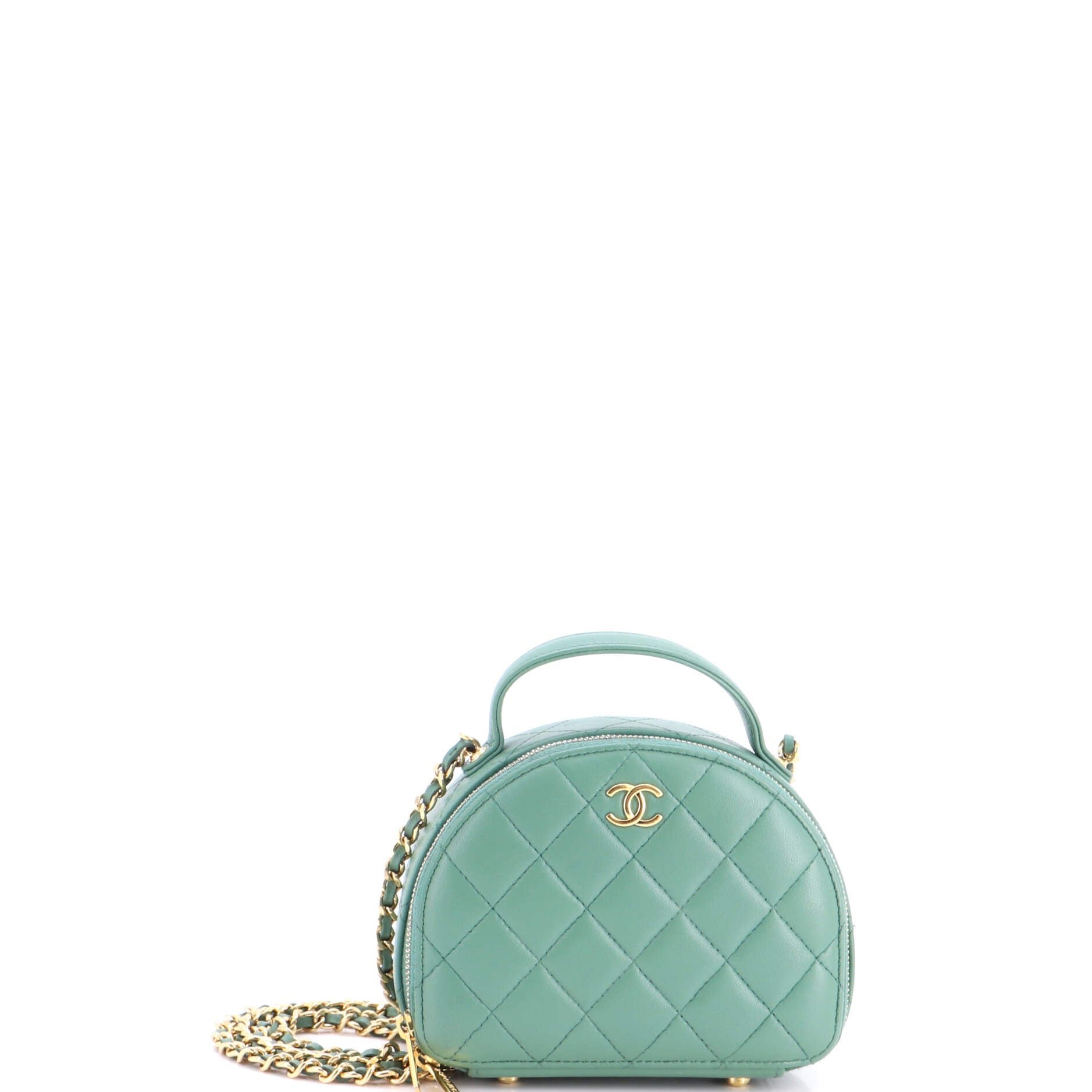 Chic Riviera Vanity Case with Chain Quilted Lambskin