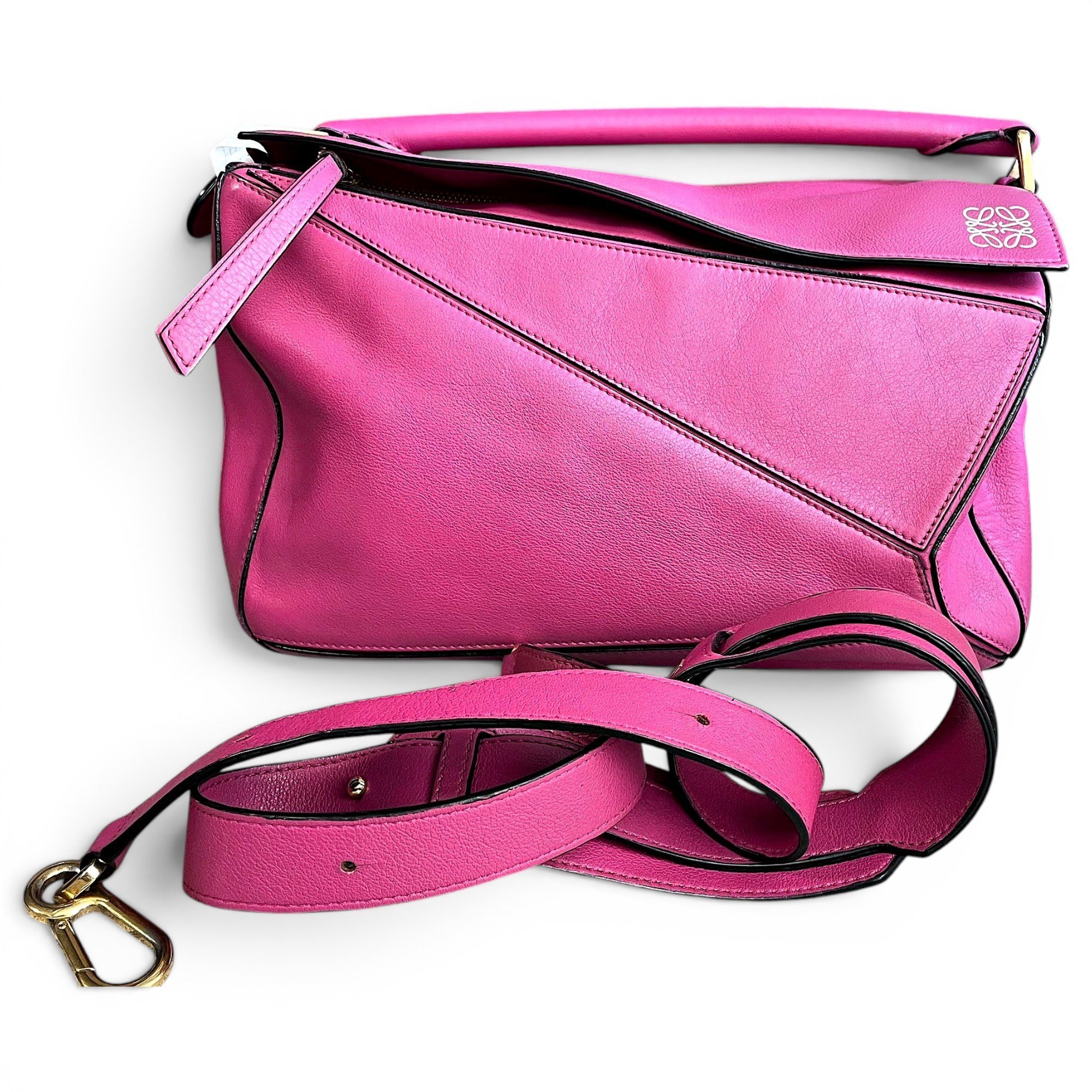 Puzzle leather handbag