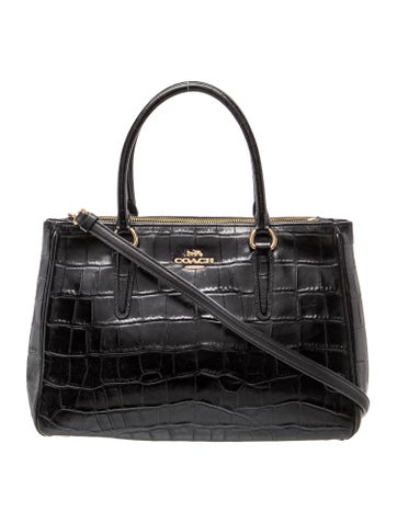Embossed Leather Top Handle Bag