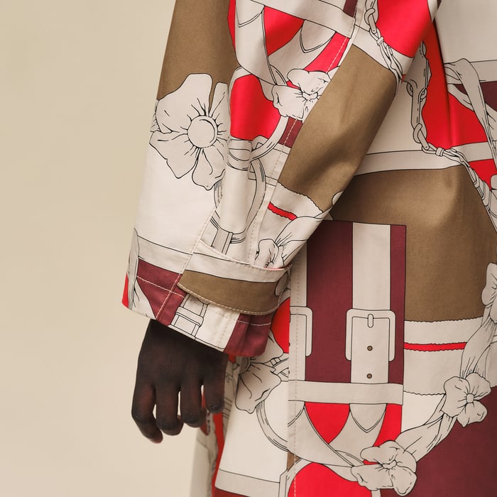 Beige Amande "Grand Manege" Long Trench Coat