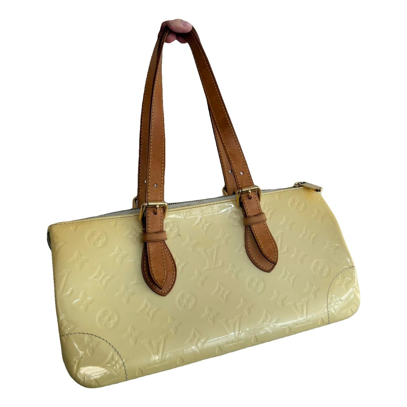 Rosewood patent leather handbag