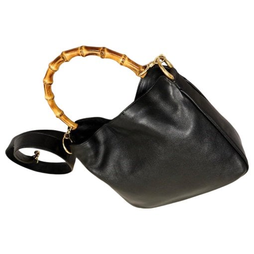Bamboo Top Handle leather handbag
