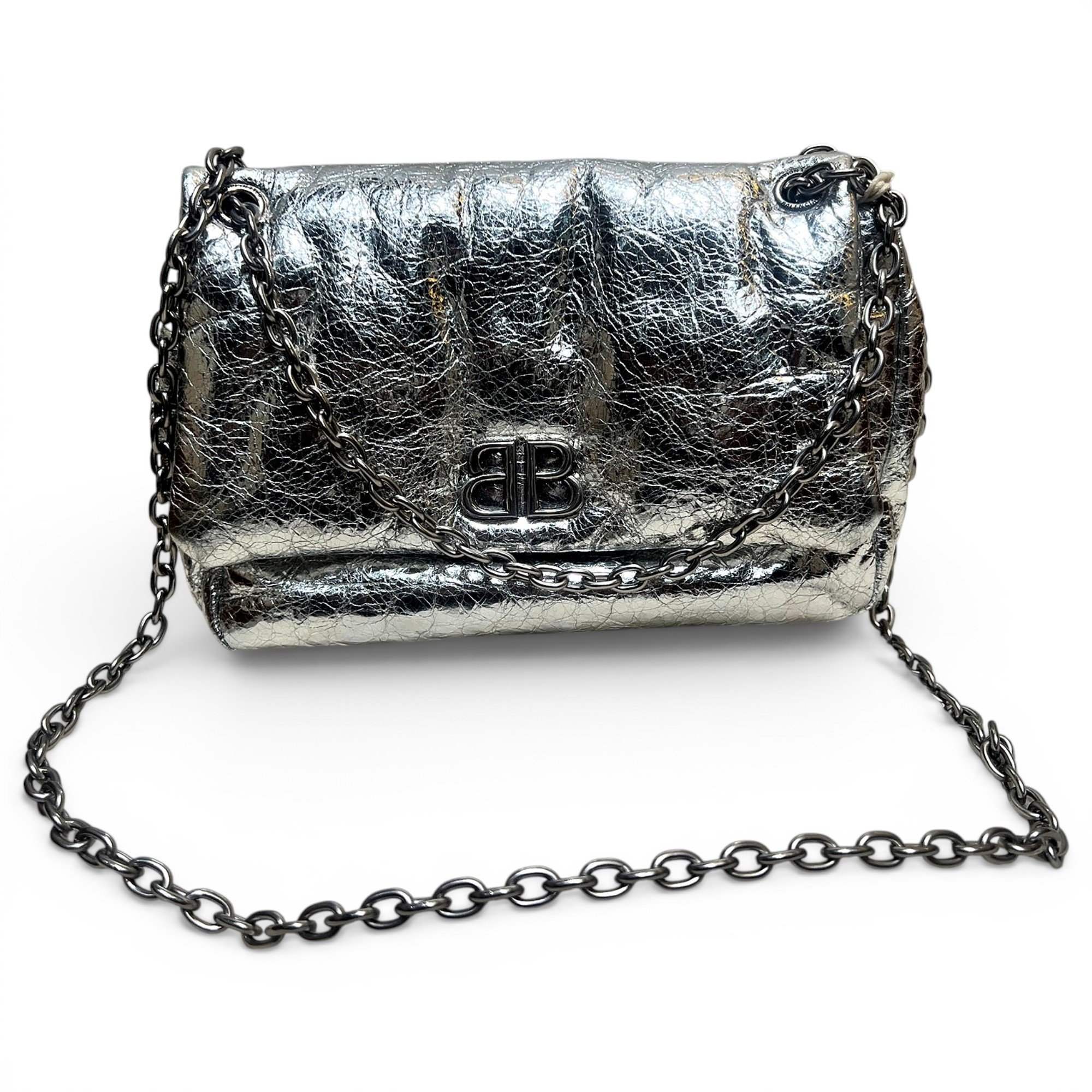 BB chain leather crossbody bag