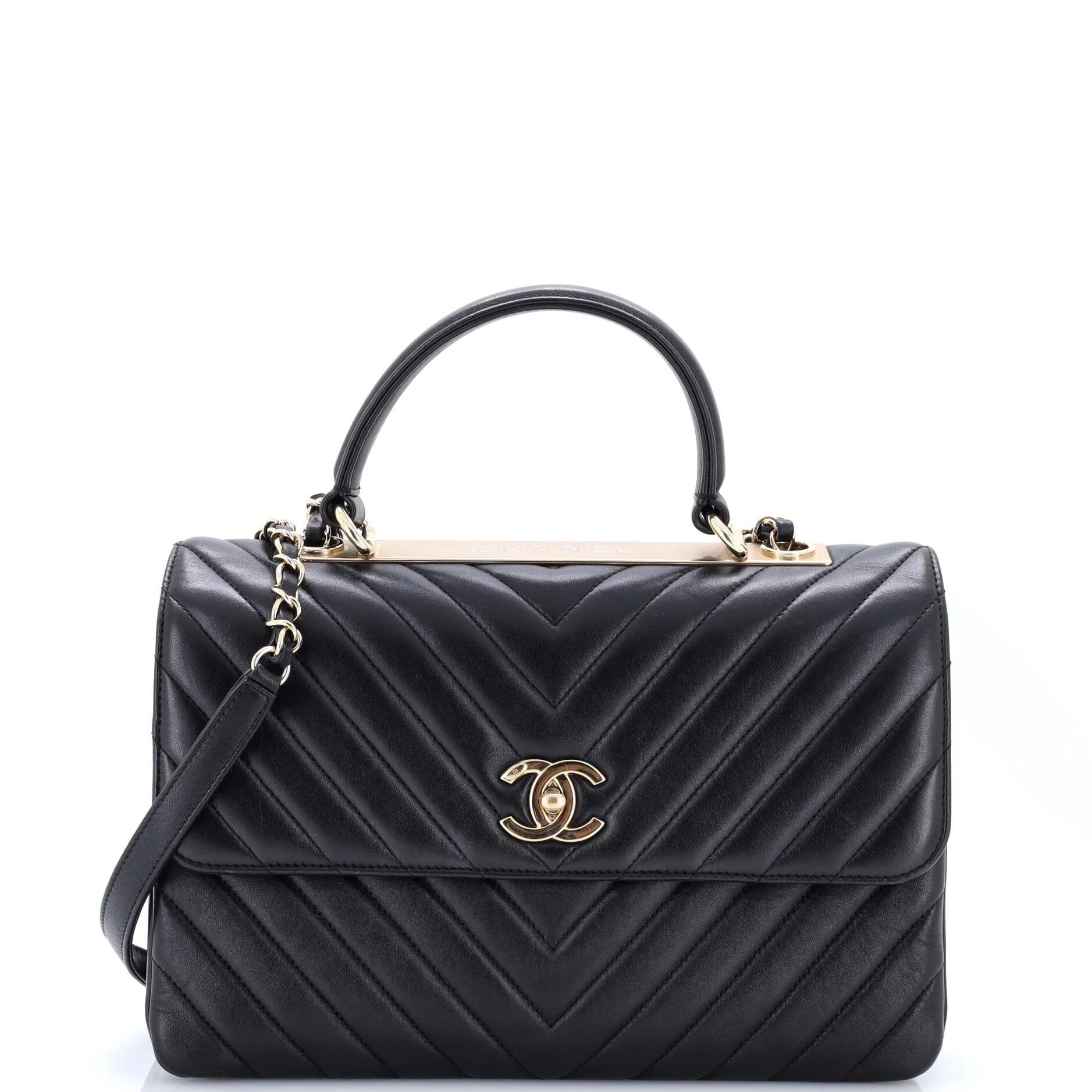 Trendy CC Top Handle leather handbag