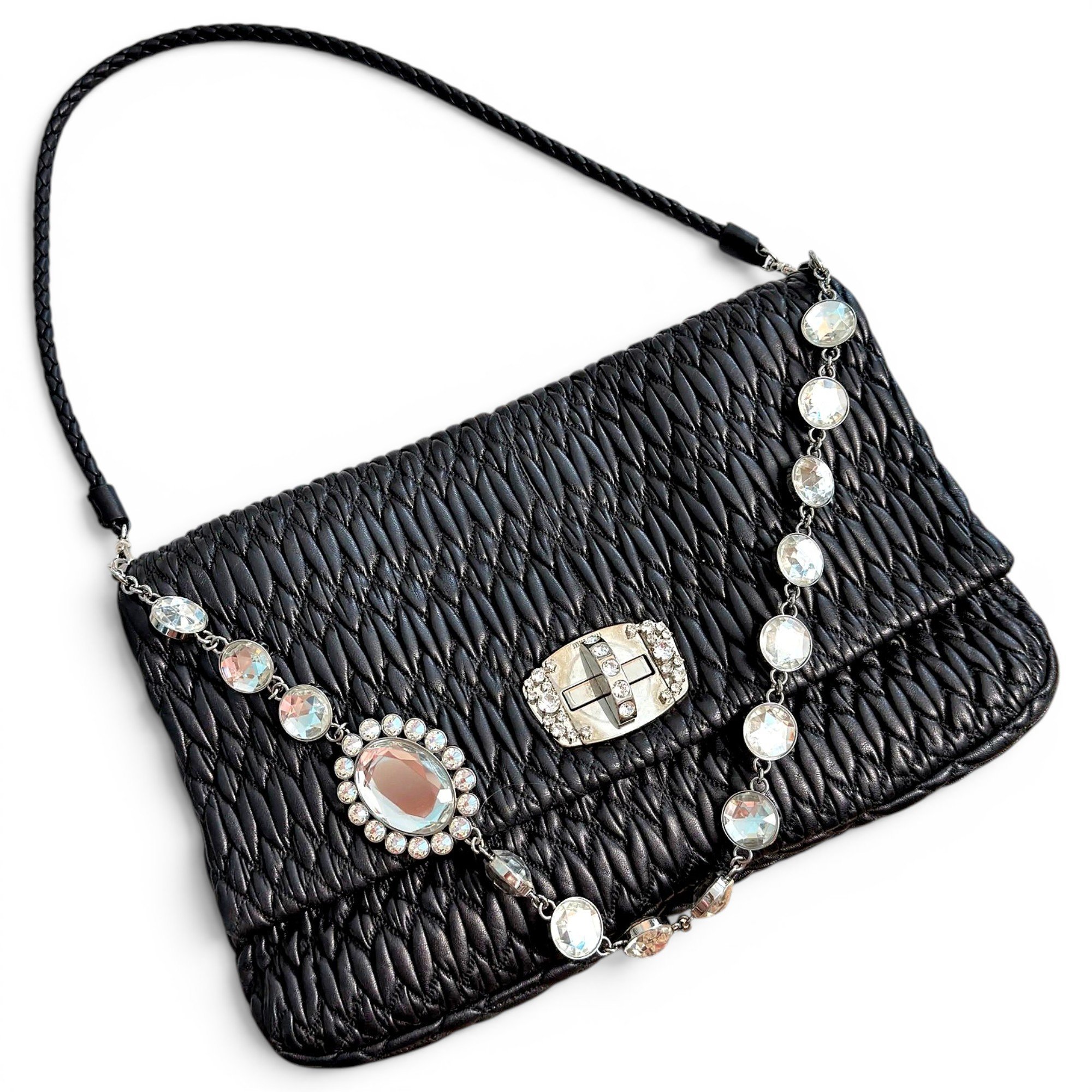 Miu Crystal leather handbag