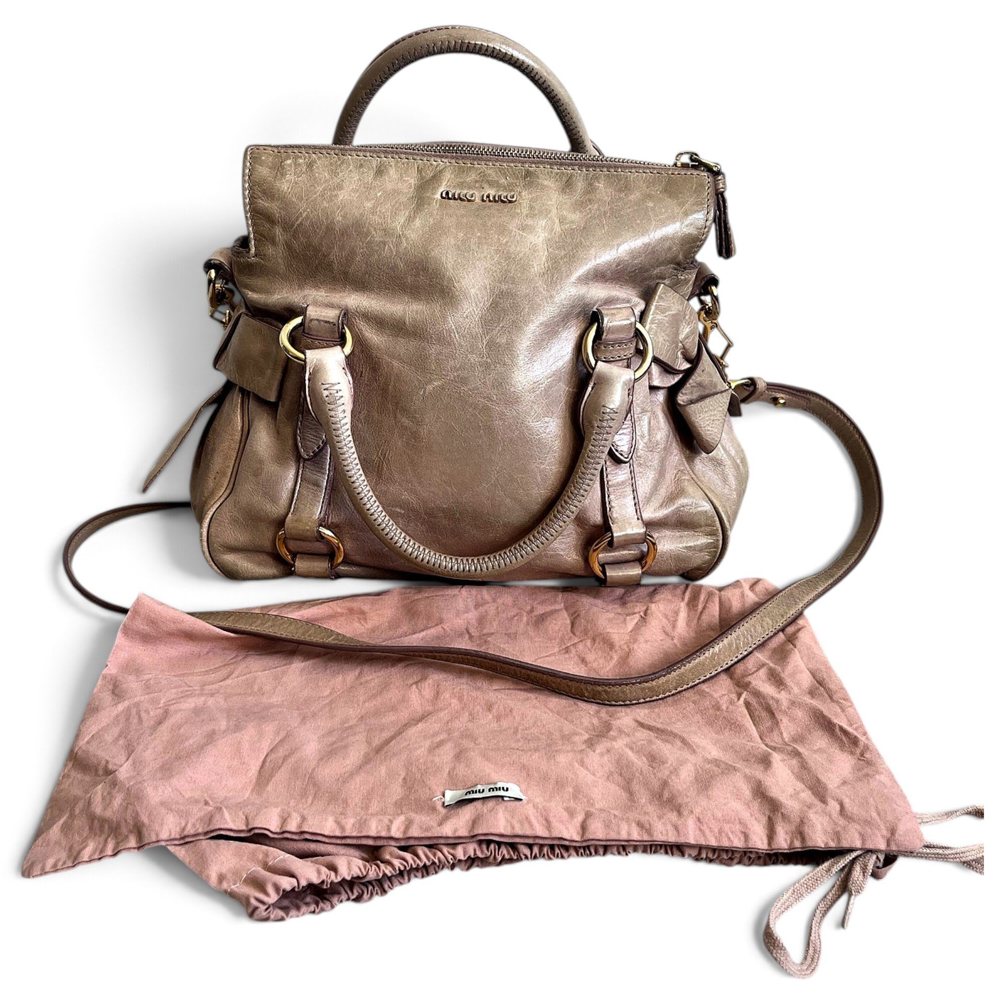 Bow bag leather handbag