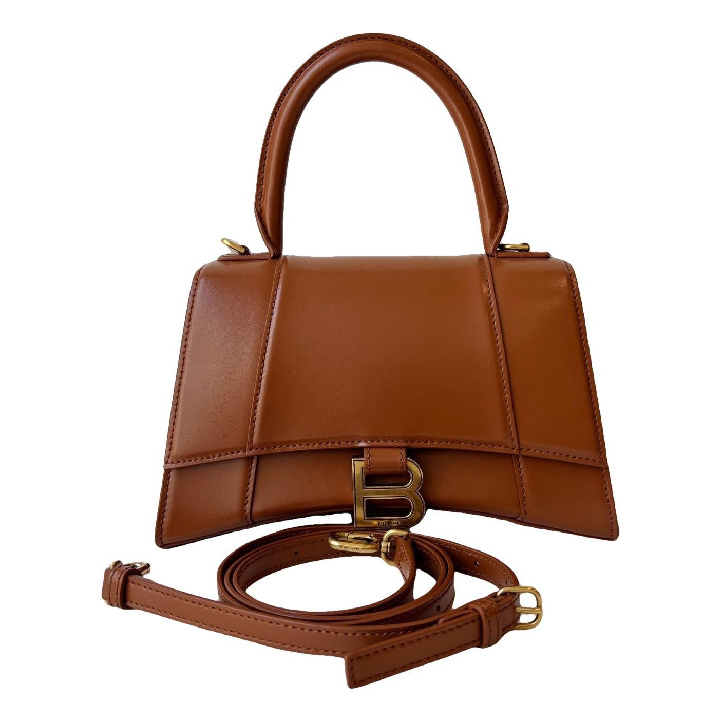 Hourglass leather handbag