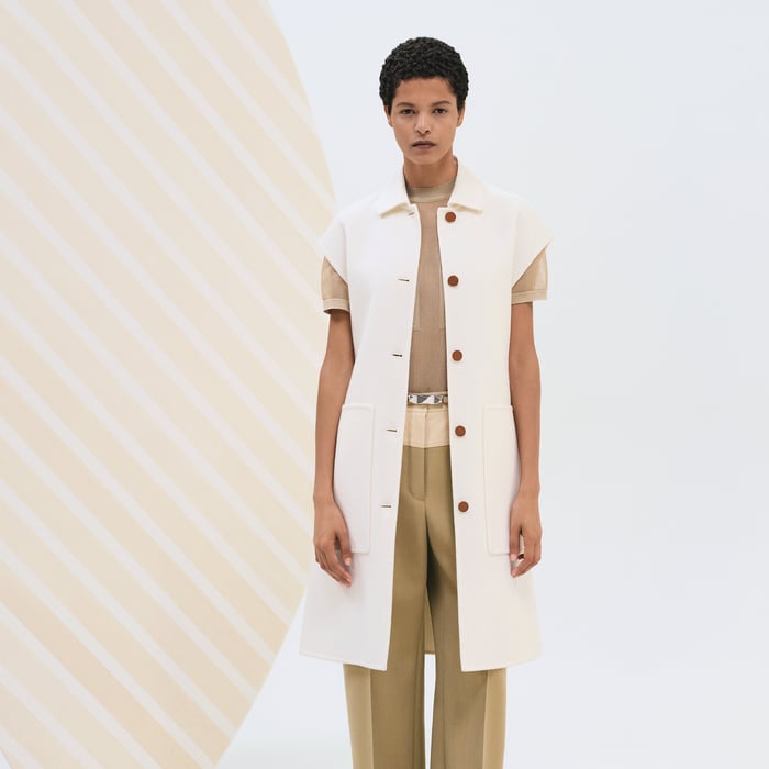 Blanc Naturel Belted Cashmere Long Vest