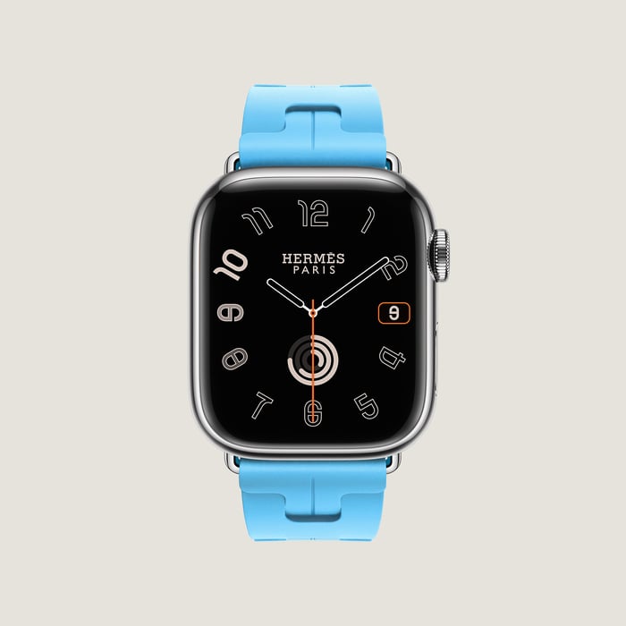 Bleu Céleste Band Apple Watch Hermès Single Tour 41 MM Deployment Buckle Kilim