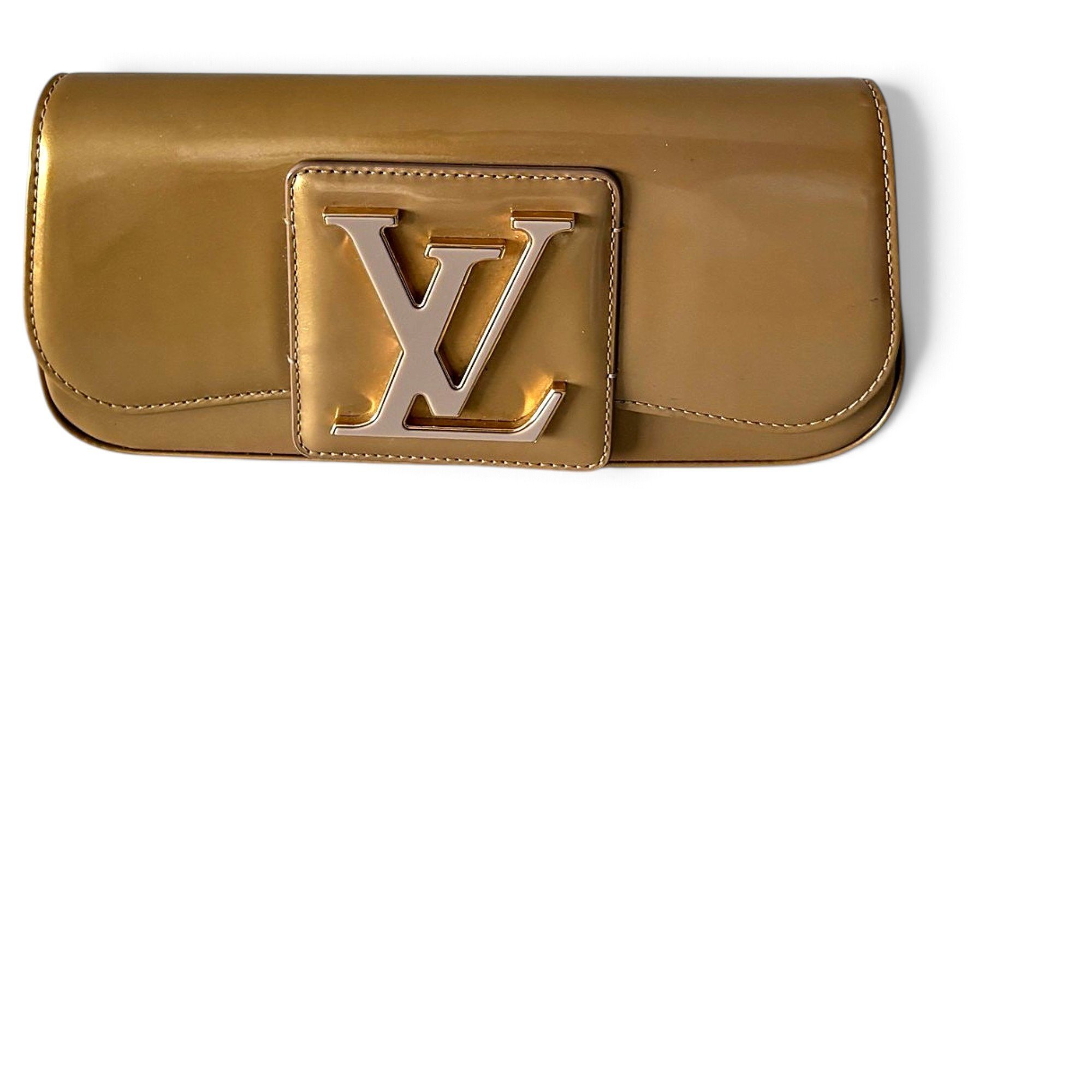 Limelight patent leather clutch bag