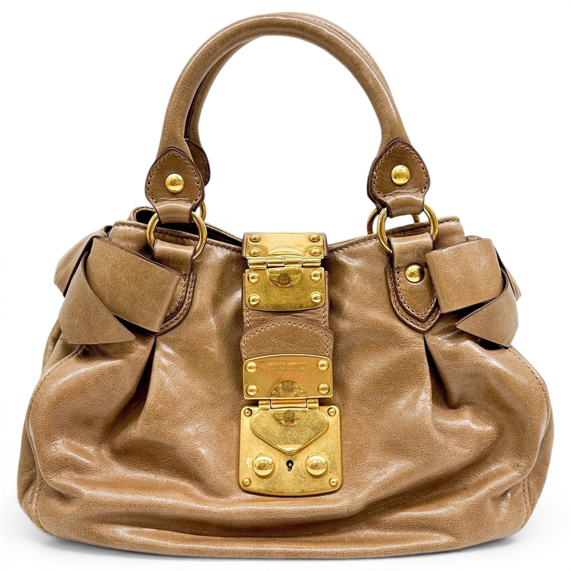 Bow bag leather handbag