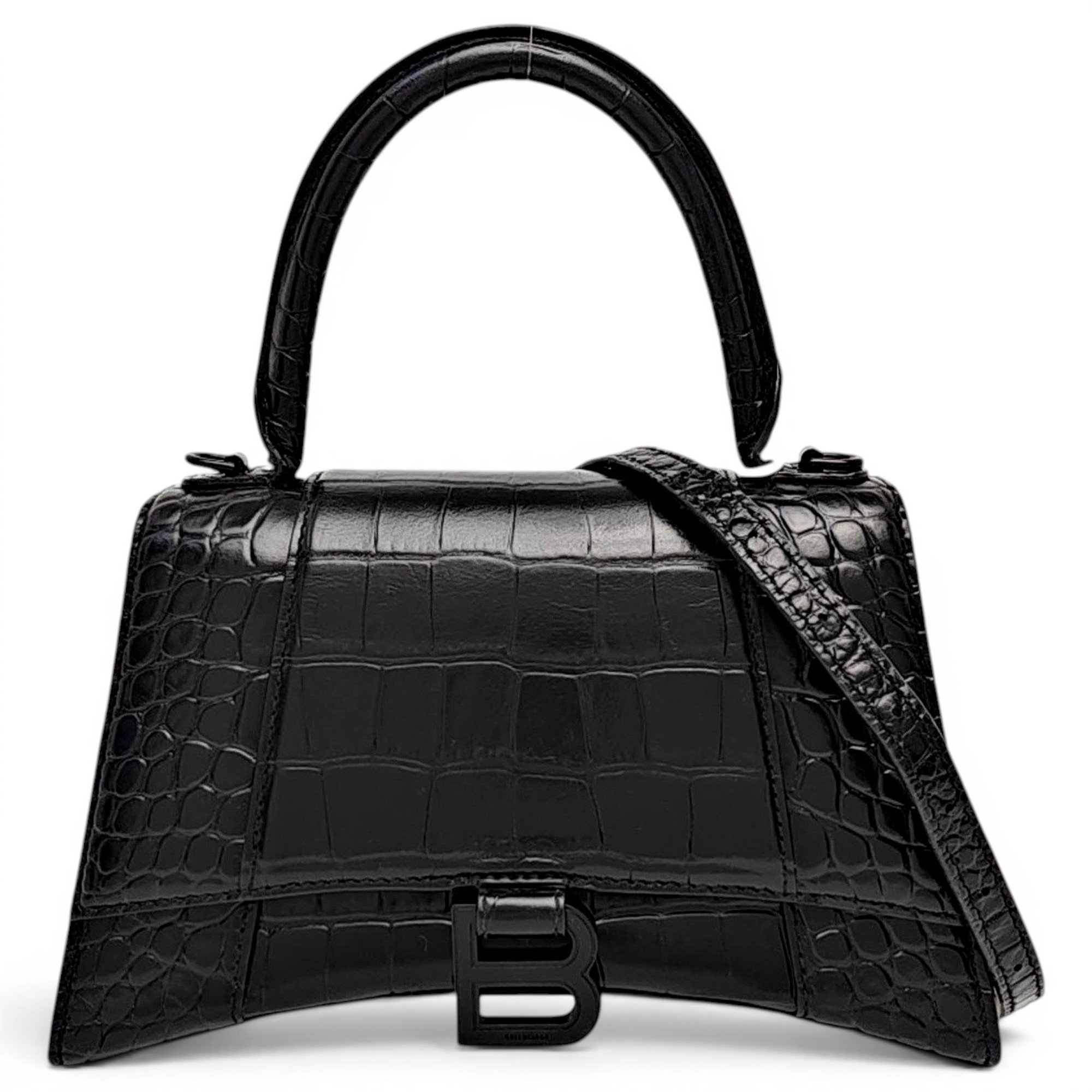 Hourglass leather handbag