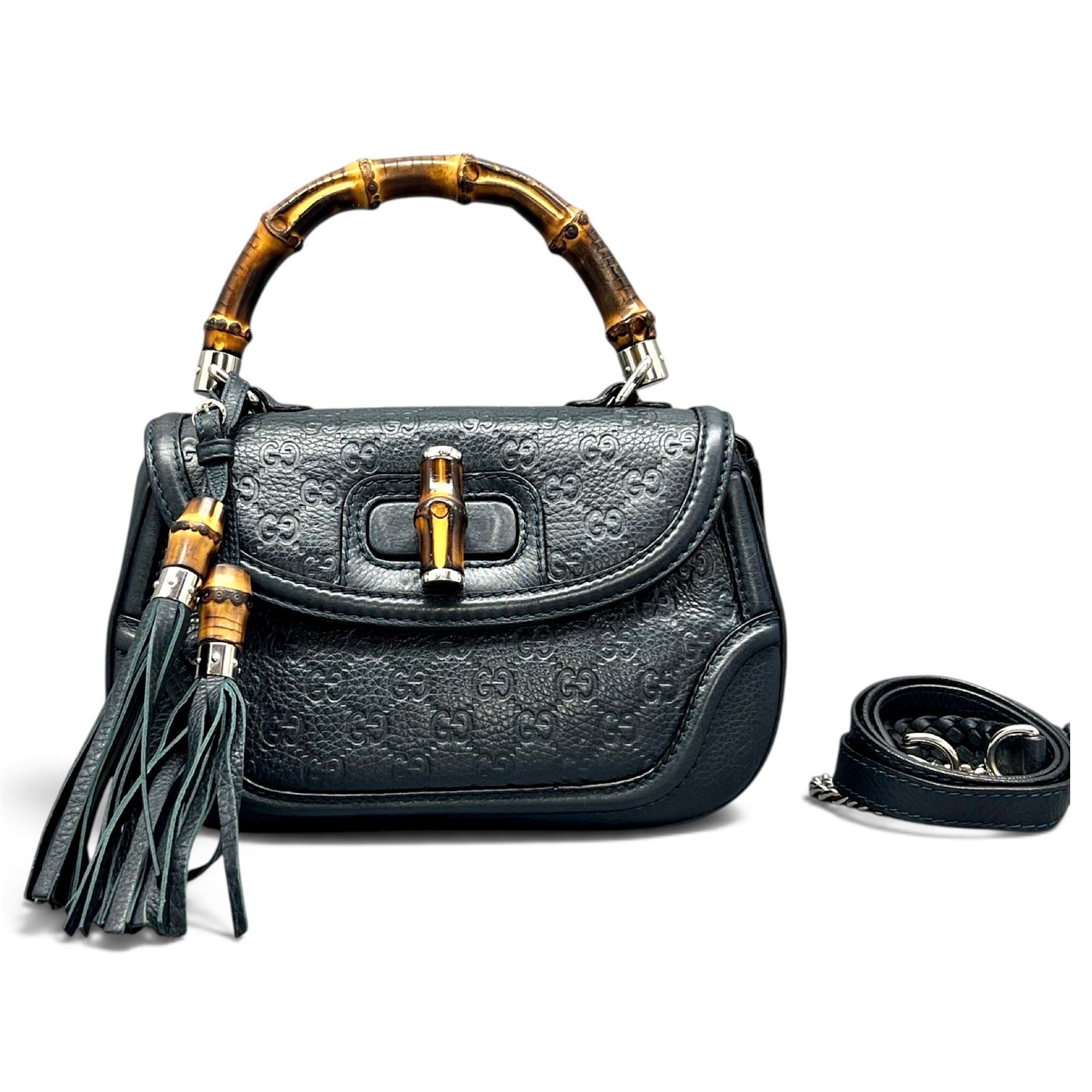 Bamboo Top Handle leather handbag