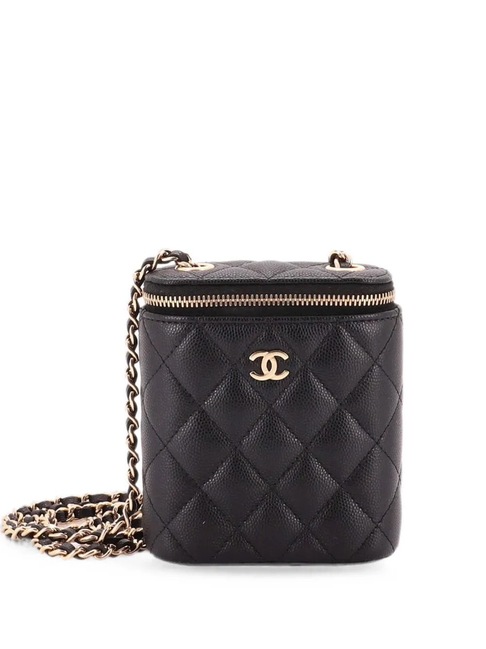 Vertical Classic Vanity Case with Chain Quilted Caviar Mini shoulder bag