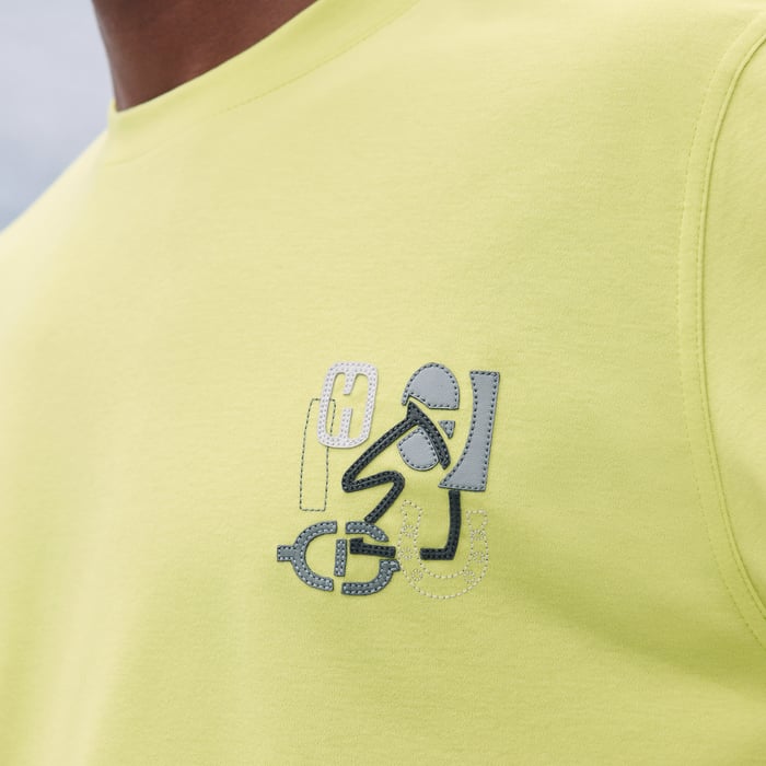 Lime T-shirt Mini Patch Cuir « h Puzzle »