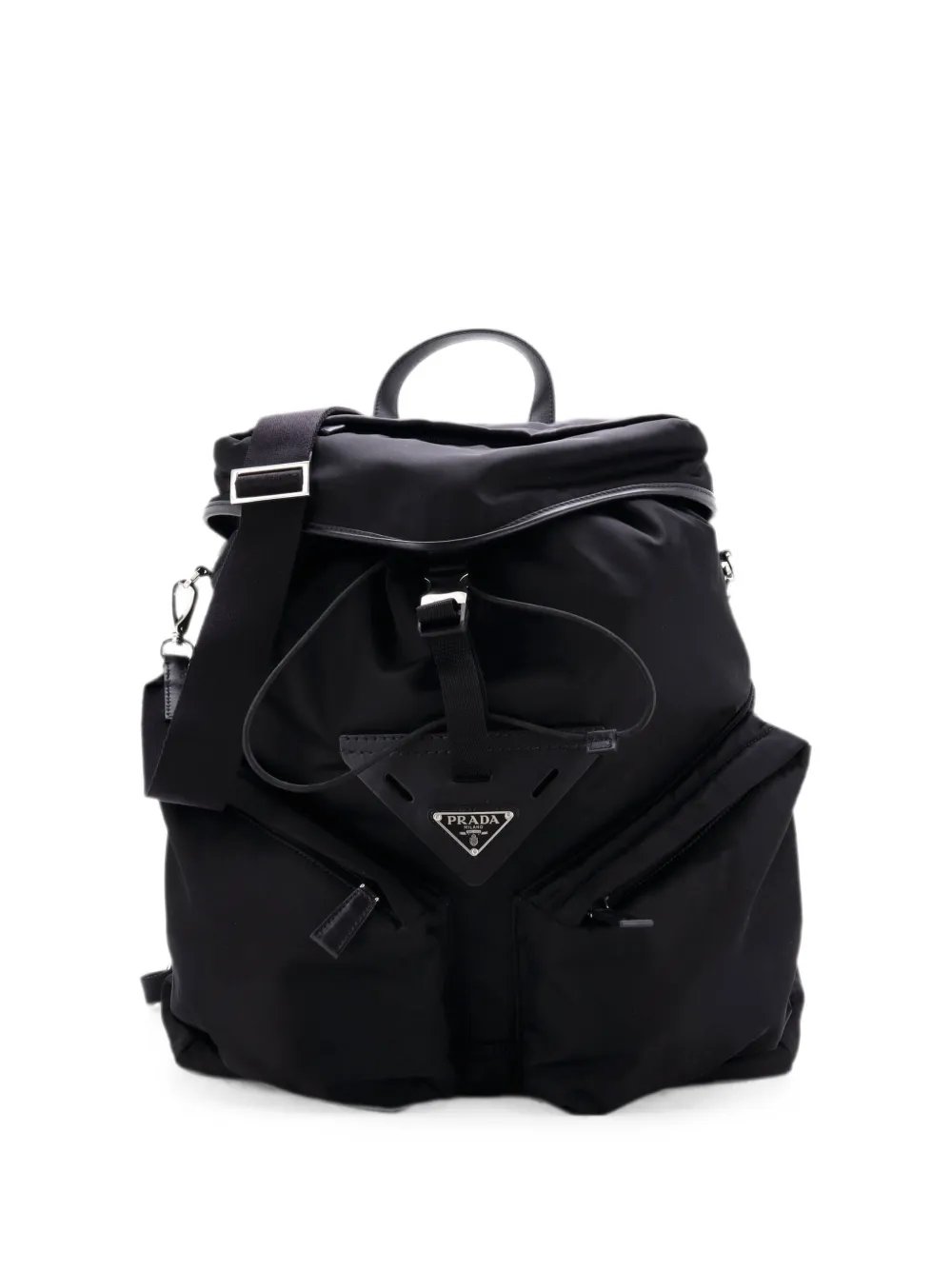 Triangle Convertible Re-Nylon with Leather backpack