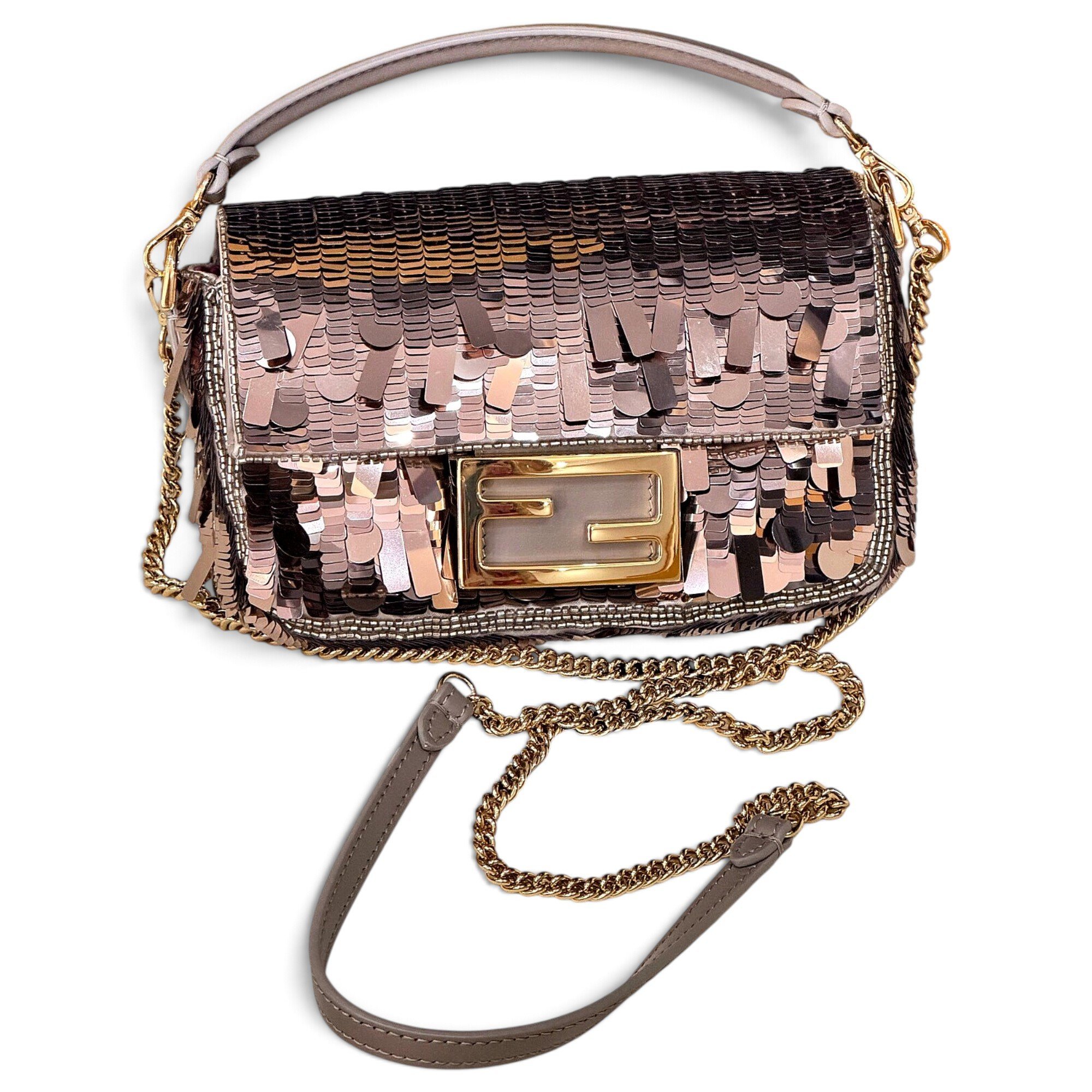 Baguette Chain Midi glitter handbag