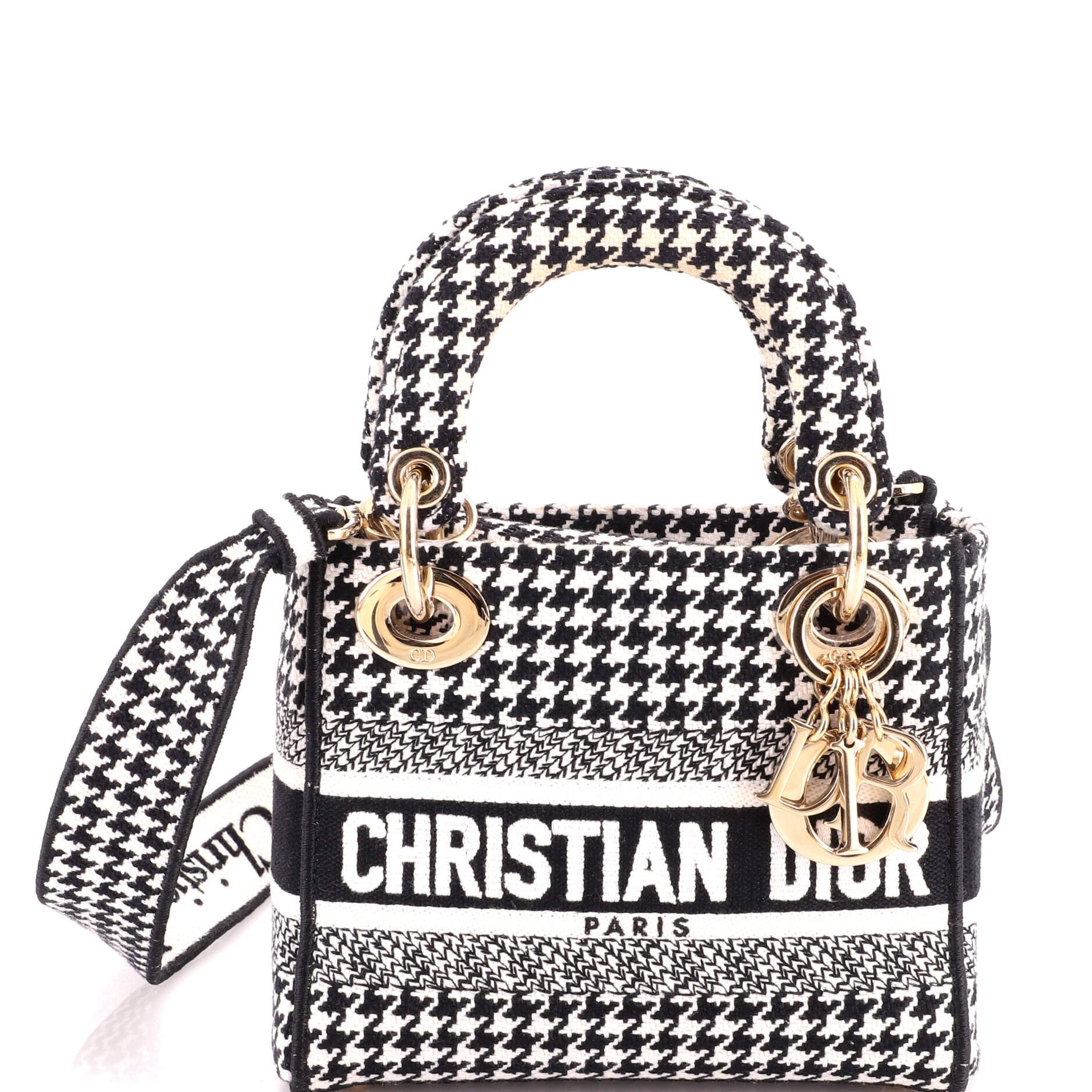 Lady D-Lite Bag Houndstooth Canvas Mini