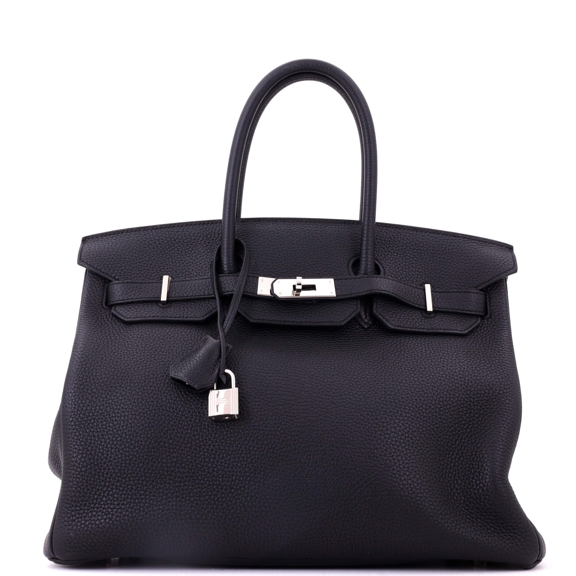 Birkin Handbag Noir Clemence with Palladium Hardware 35