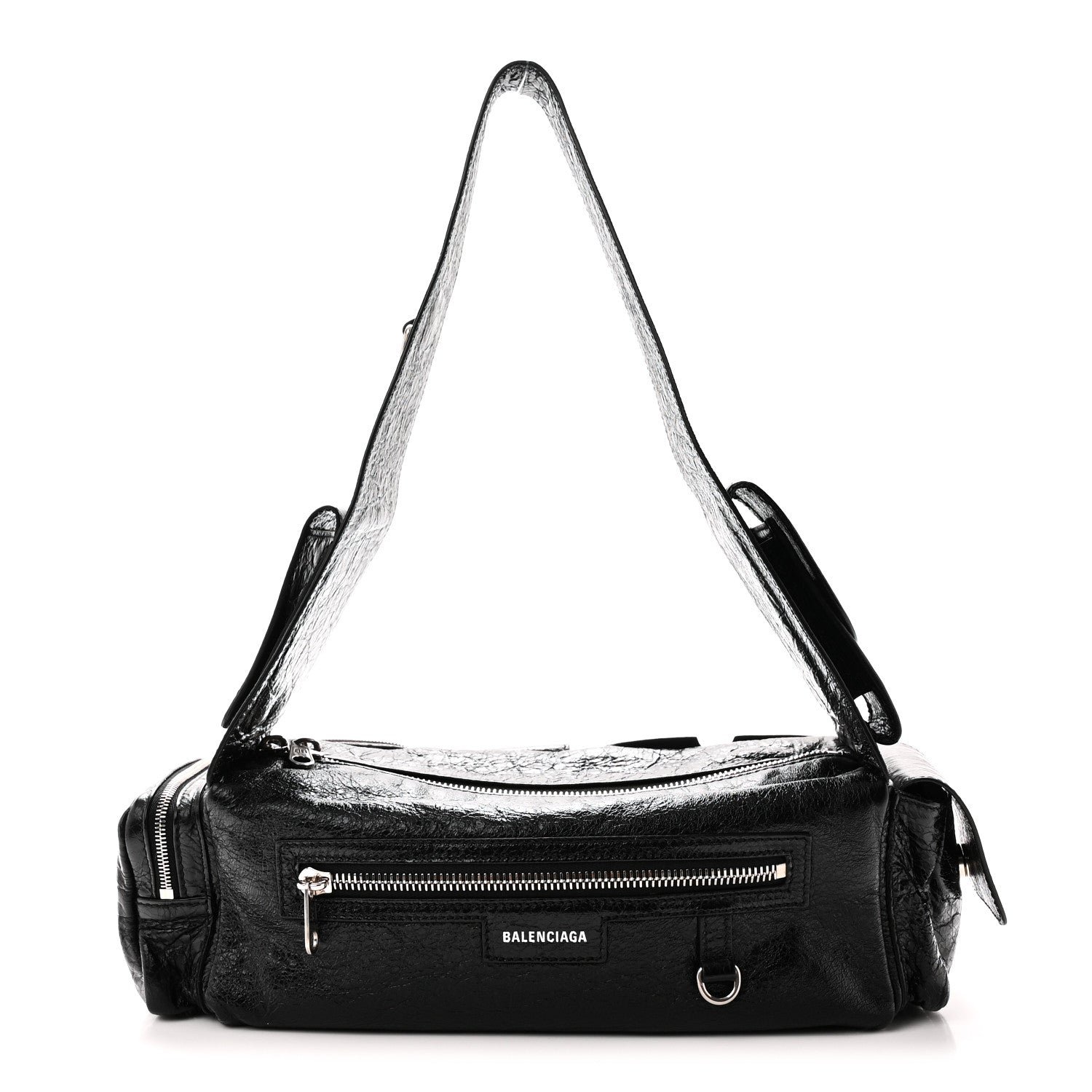 Balenciaga Agneau Arena Superbusy XS Sling Zip Shoulder Bag Black Black