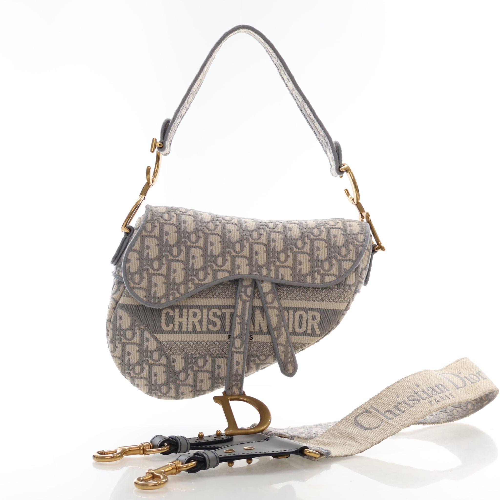 Christian Dior Medium Canvas Oblique Saddle Bag