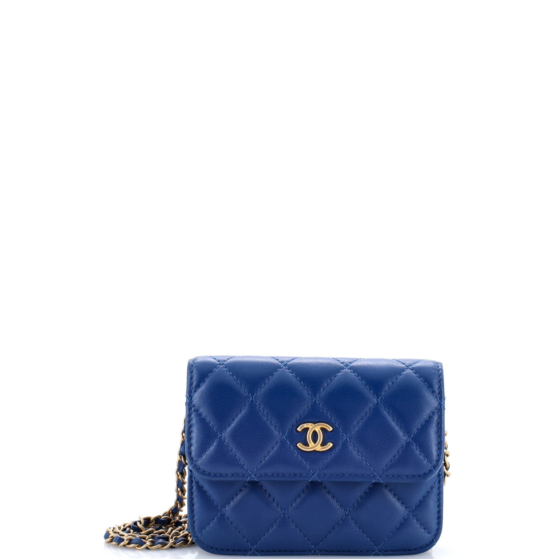 Pearl Crush Flap Clutch with Chain Quilted Lambskin Mini