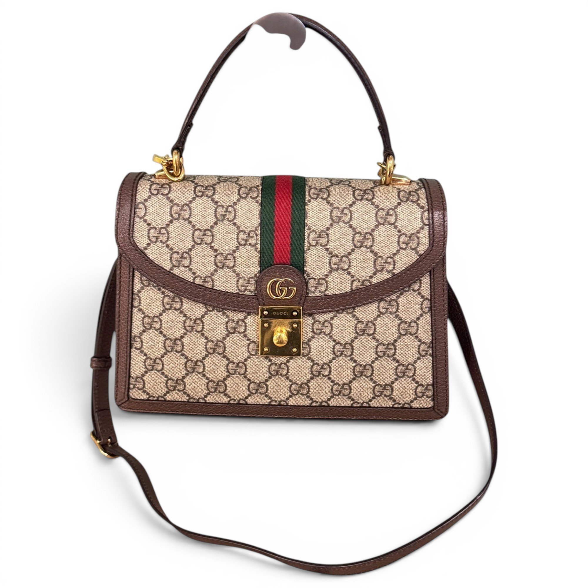 Ophidia Flap Top Handle leather handbag