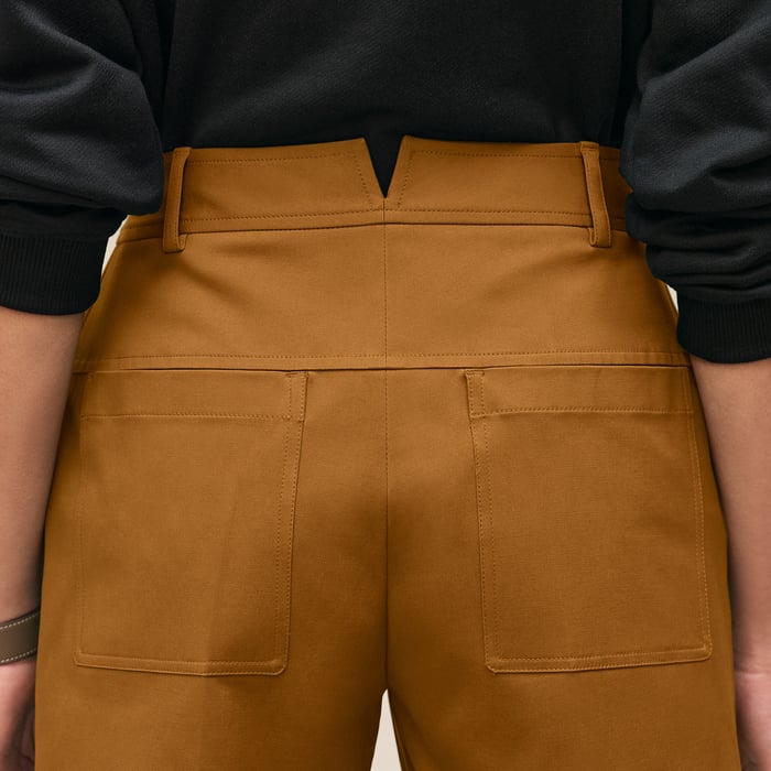 Marron Ocre Double Cotton Twill Shorts