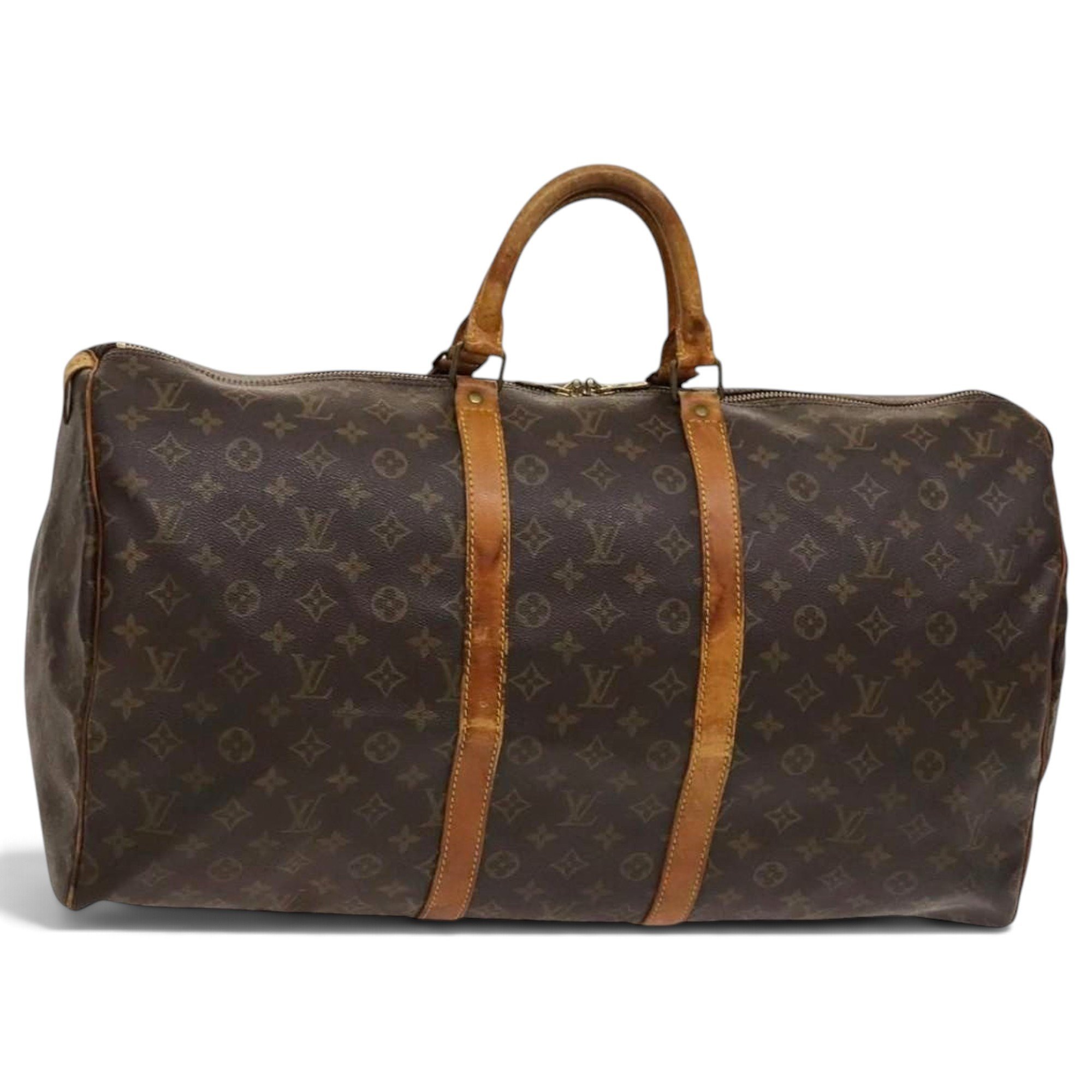 Louis Vuitton Keepall leather travel bag