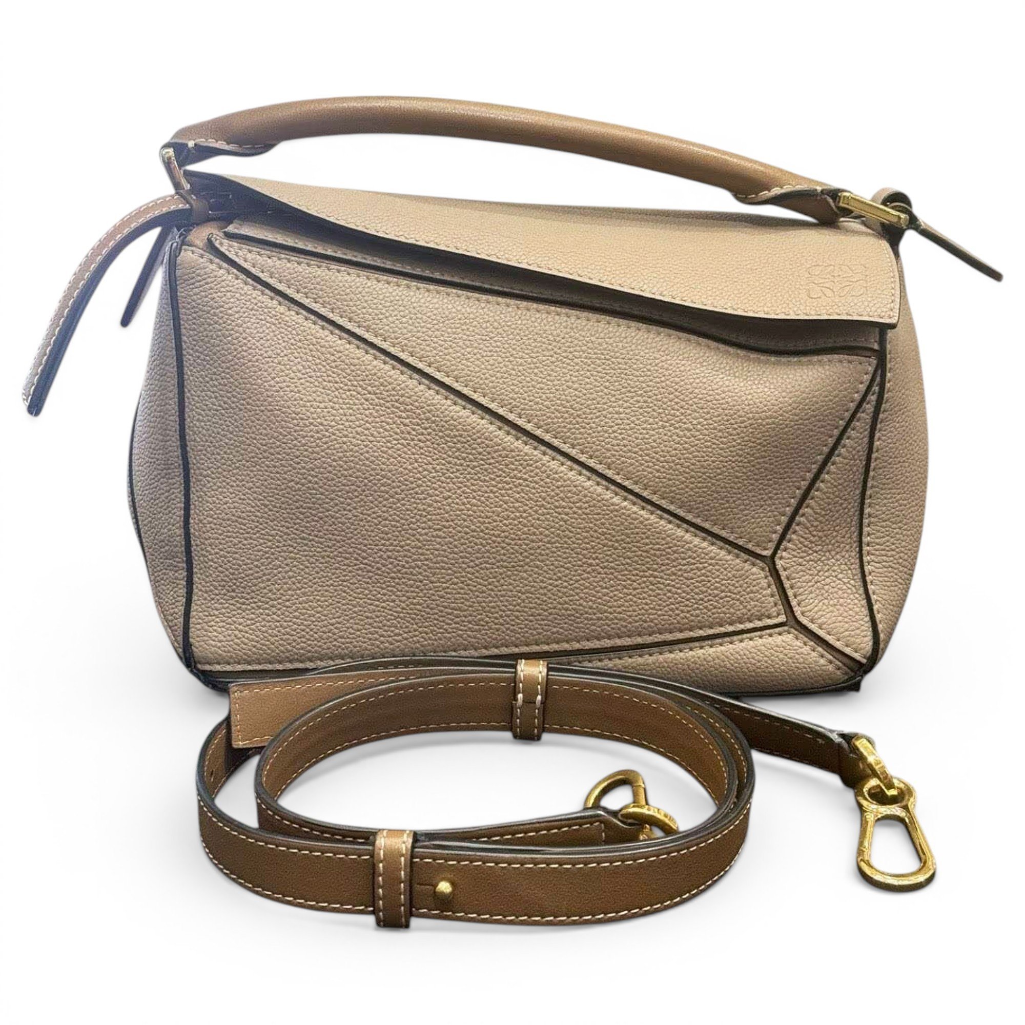 Puzzle leather handbag