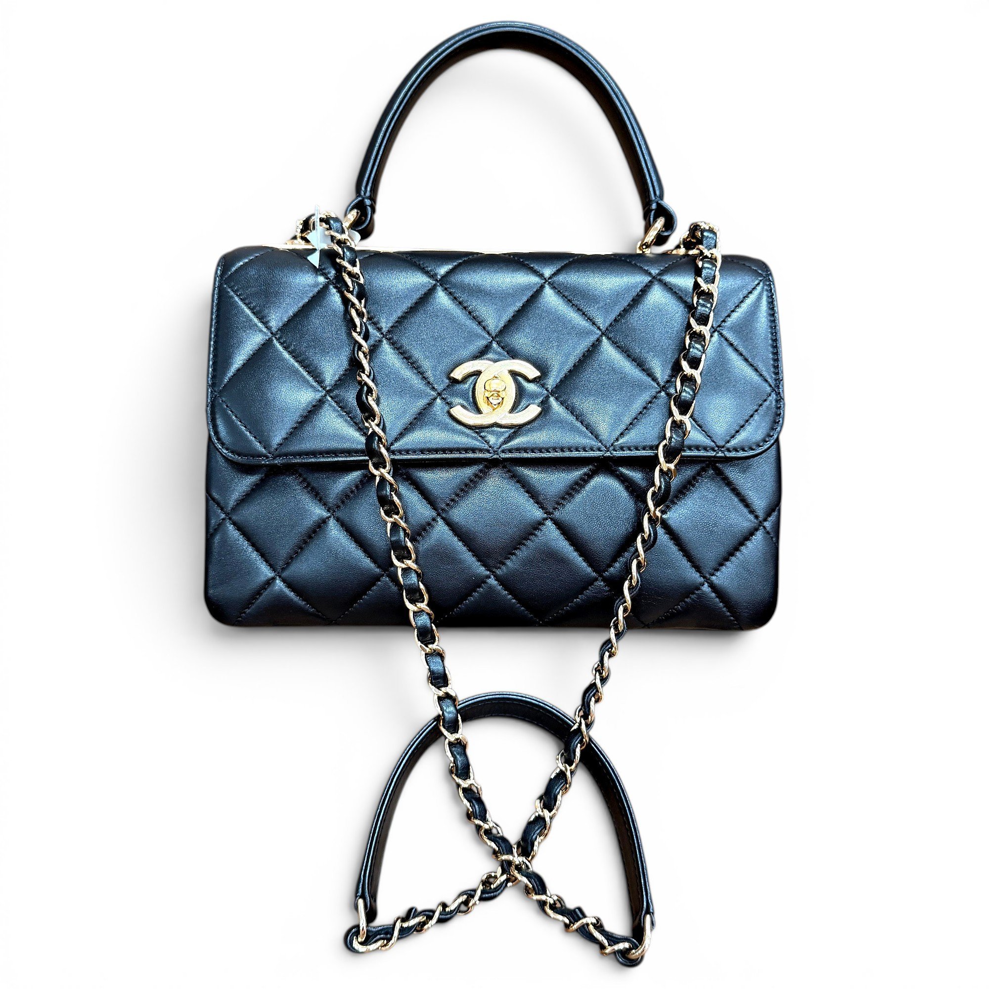 Trendy CC Top Handle leather crossbody bag