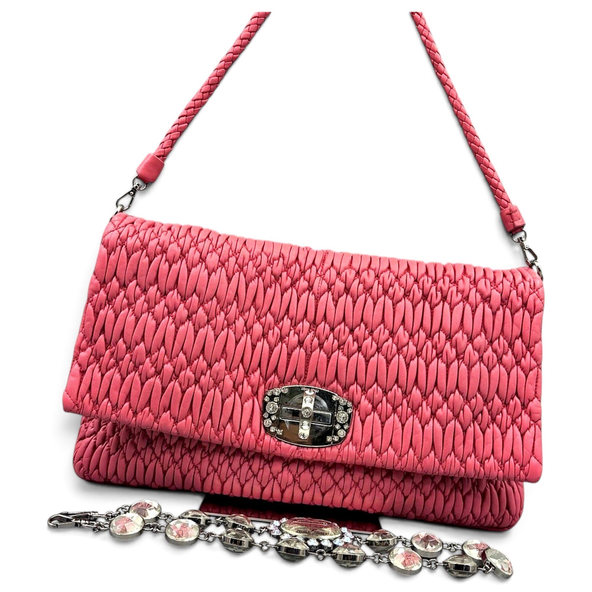 Miu Crystal leather handbag